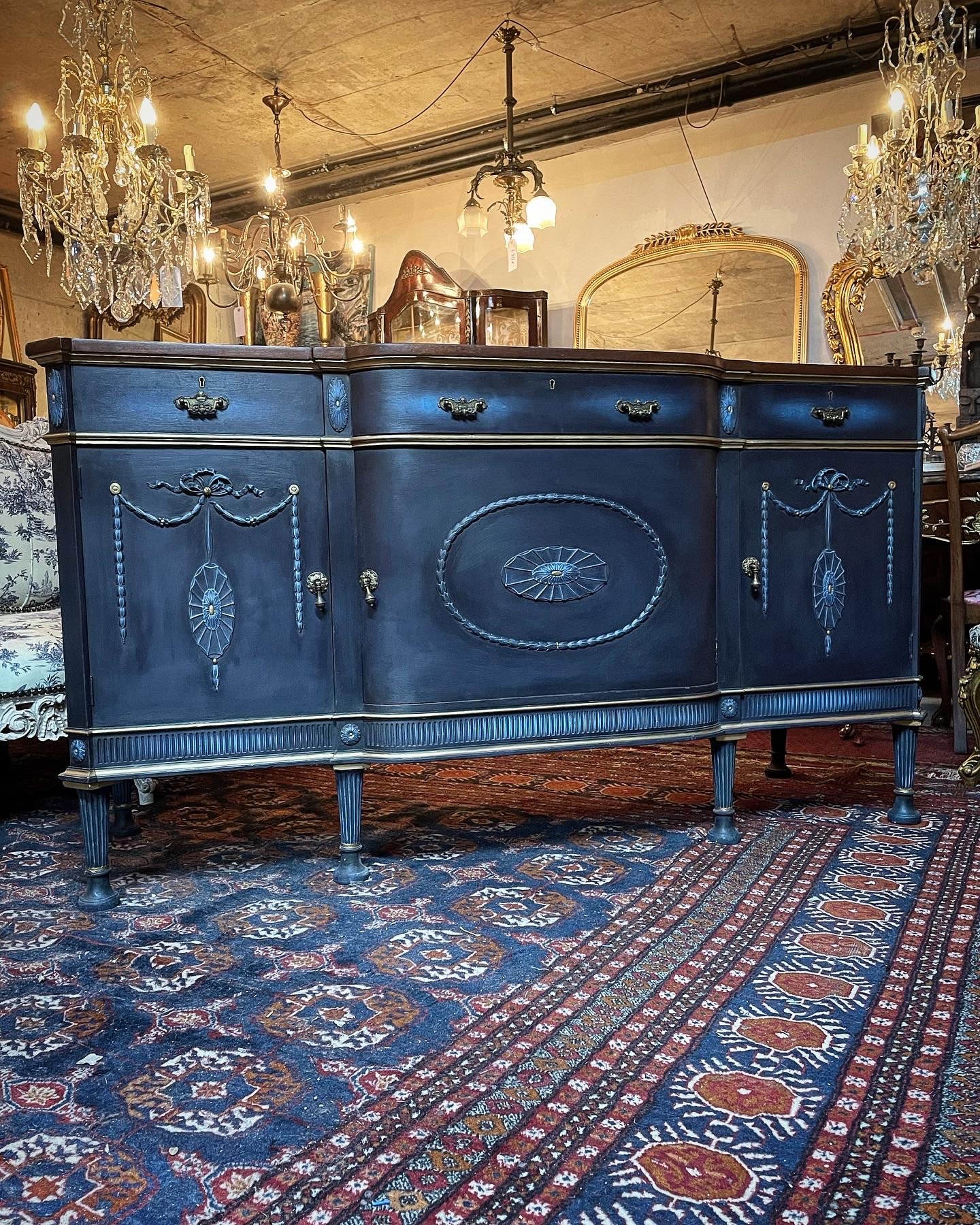Very Good Recently Painted Regency Sideboard.