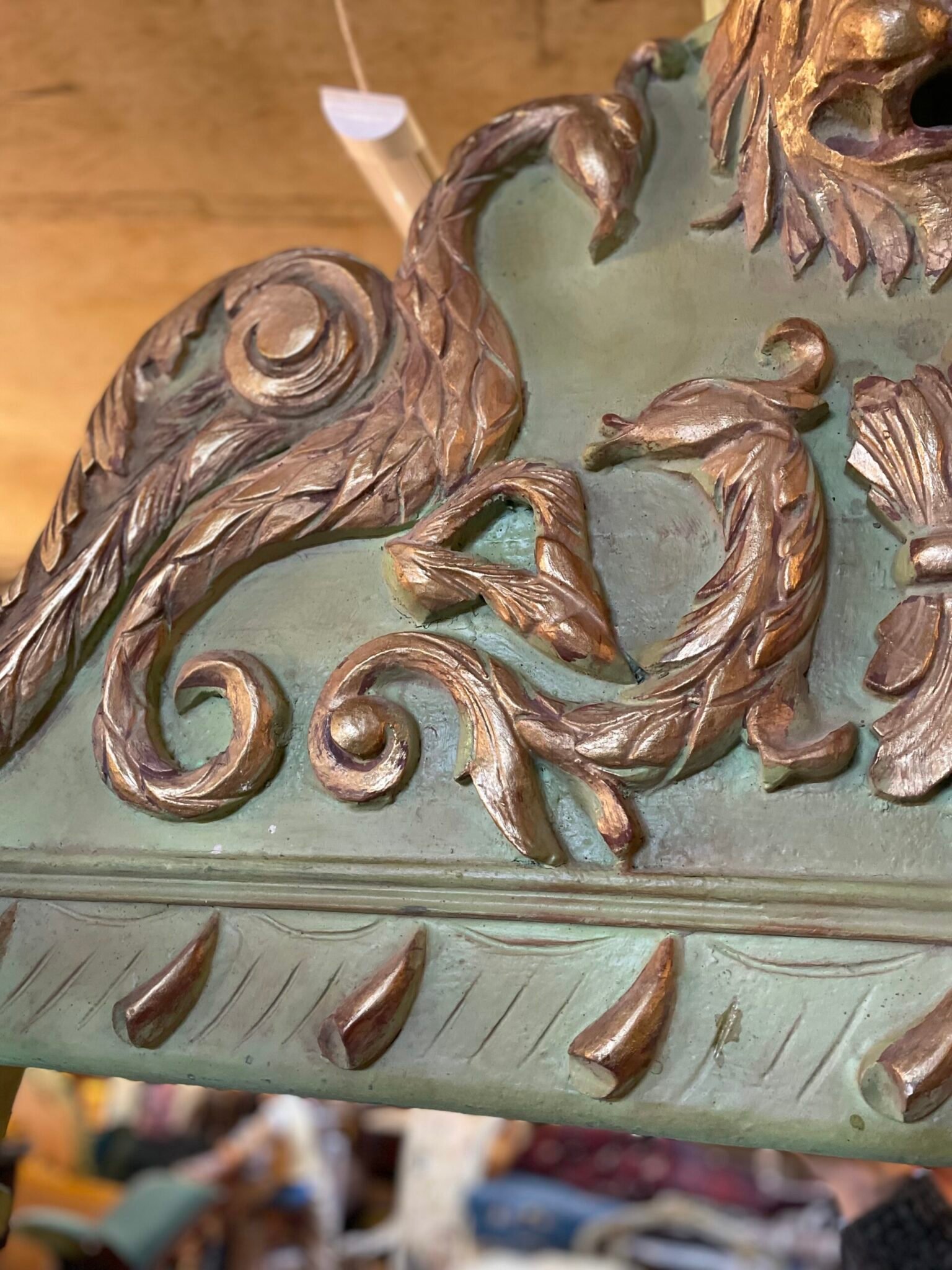 Exquisite Large Ornate Carved Wood Painted Mirror - Image 7