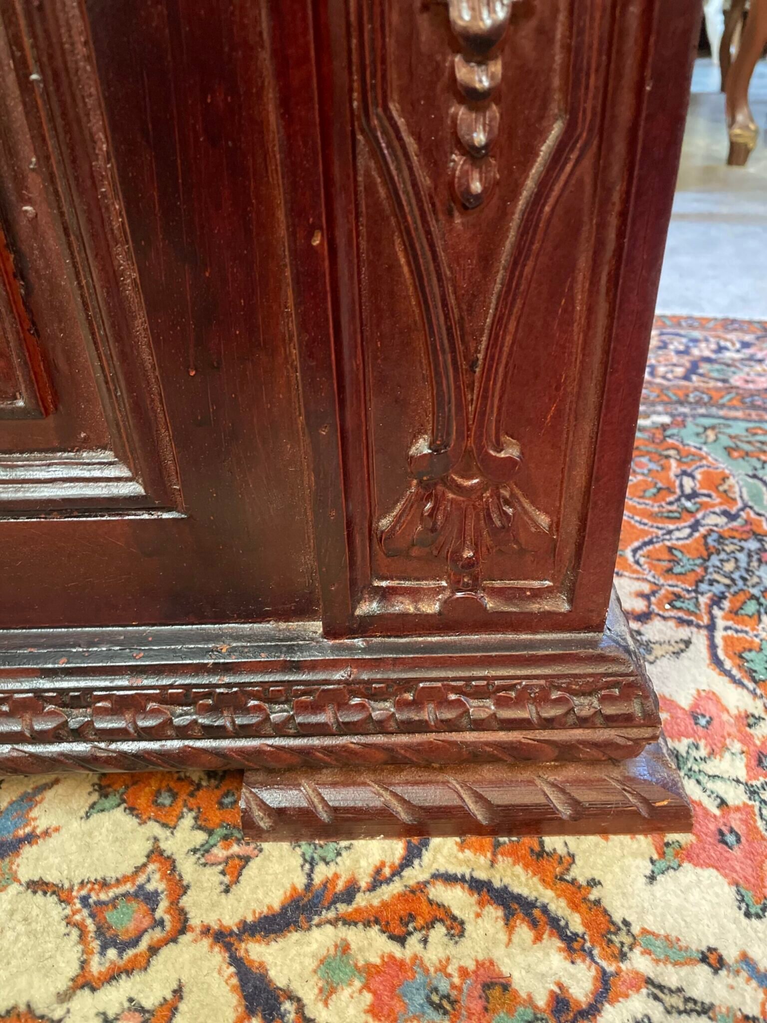 A Very Unqiue Cared Stained Wood Chest / Trunk . - Image 4