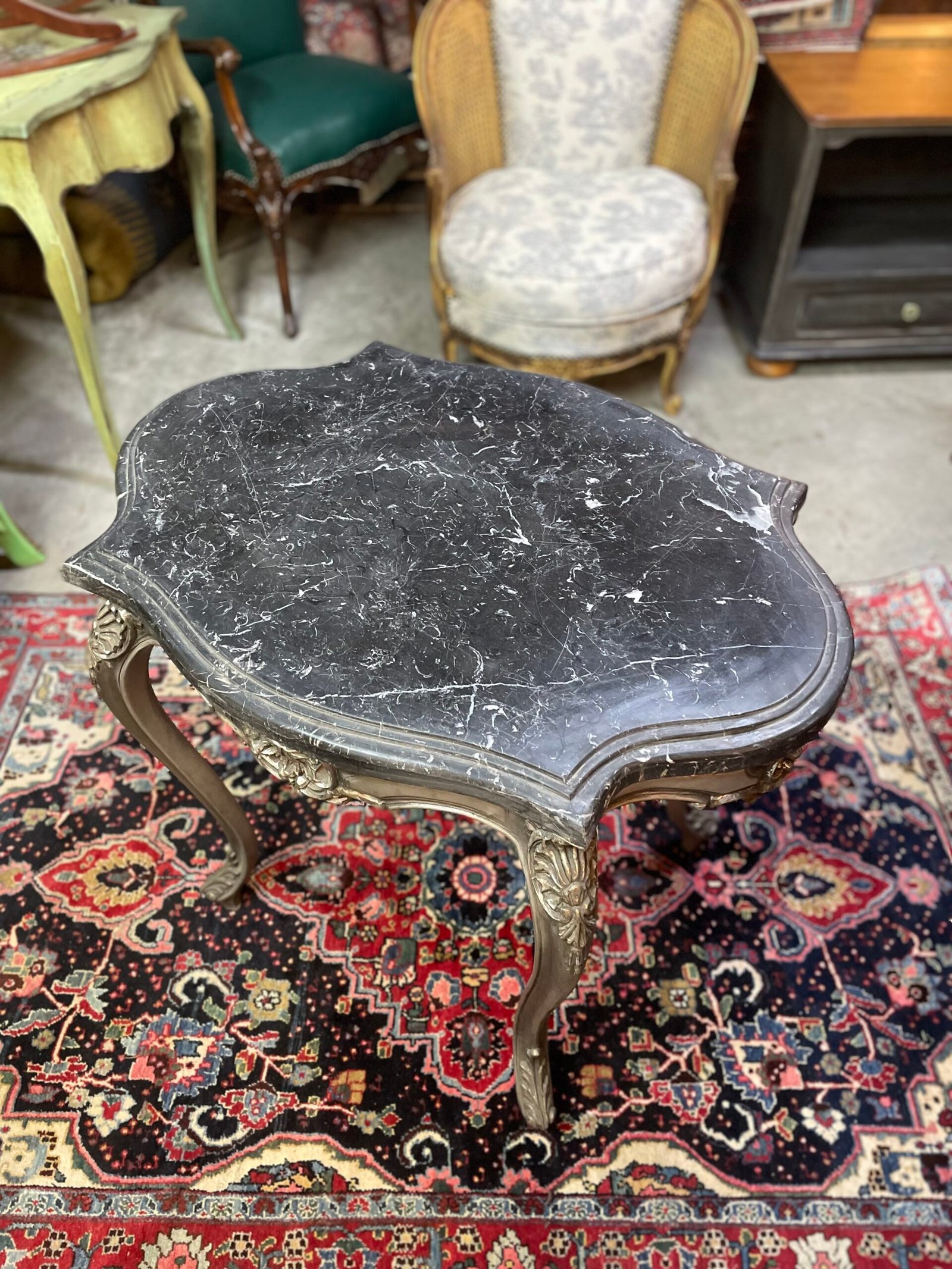 Silver Gilt Carved Wood and Marble Top Center/ Side Table. - Image 2