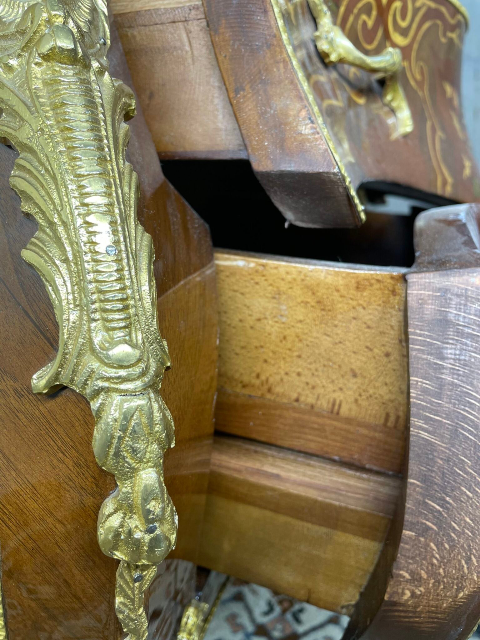 Louis XV Design Marble Top Bombe Chest Of Drawers. - Image 7