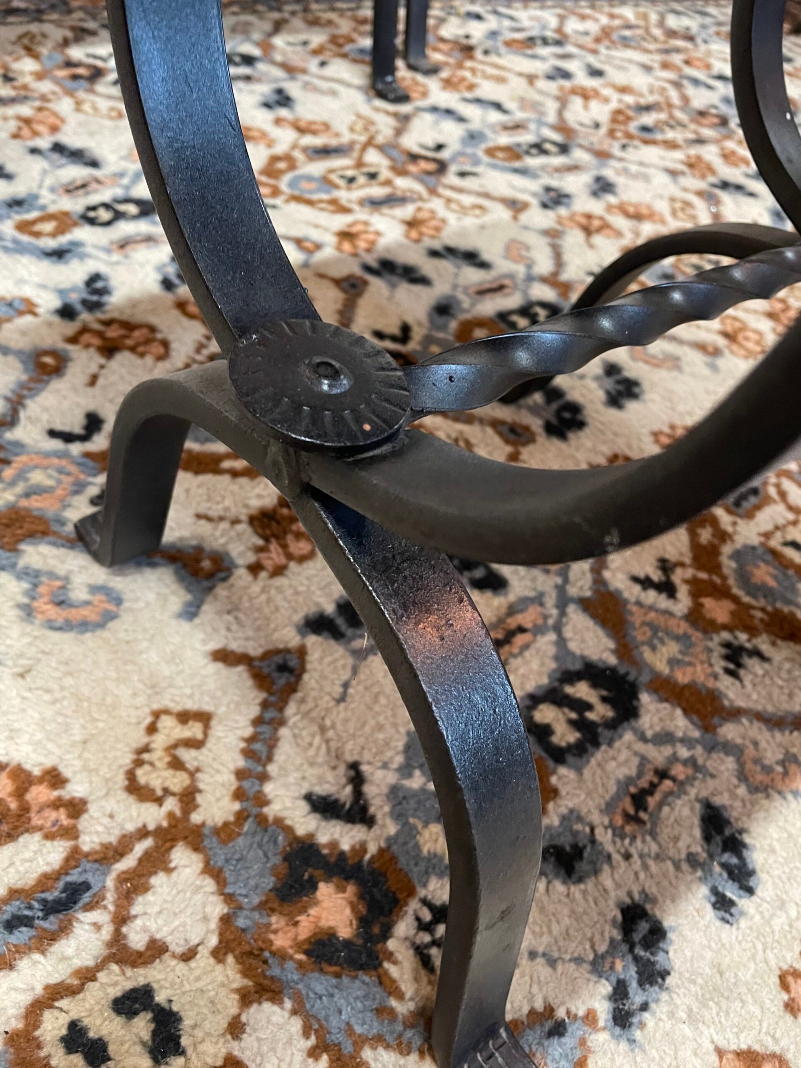Wrought Iron and Oak Top Nest of Tables . - Image 5
