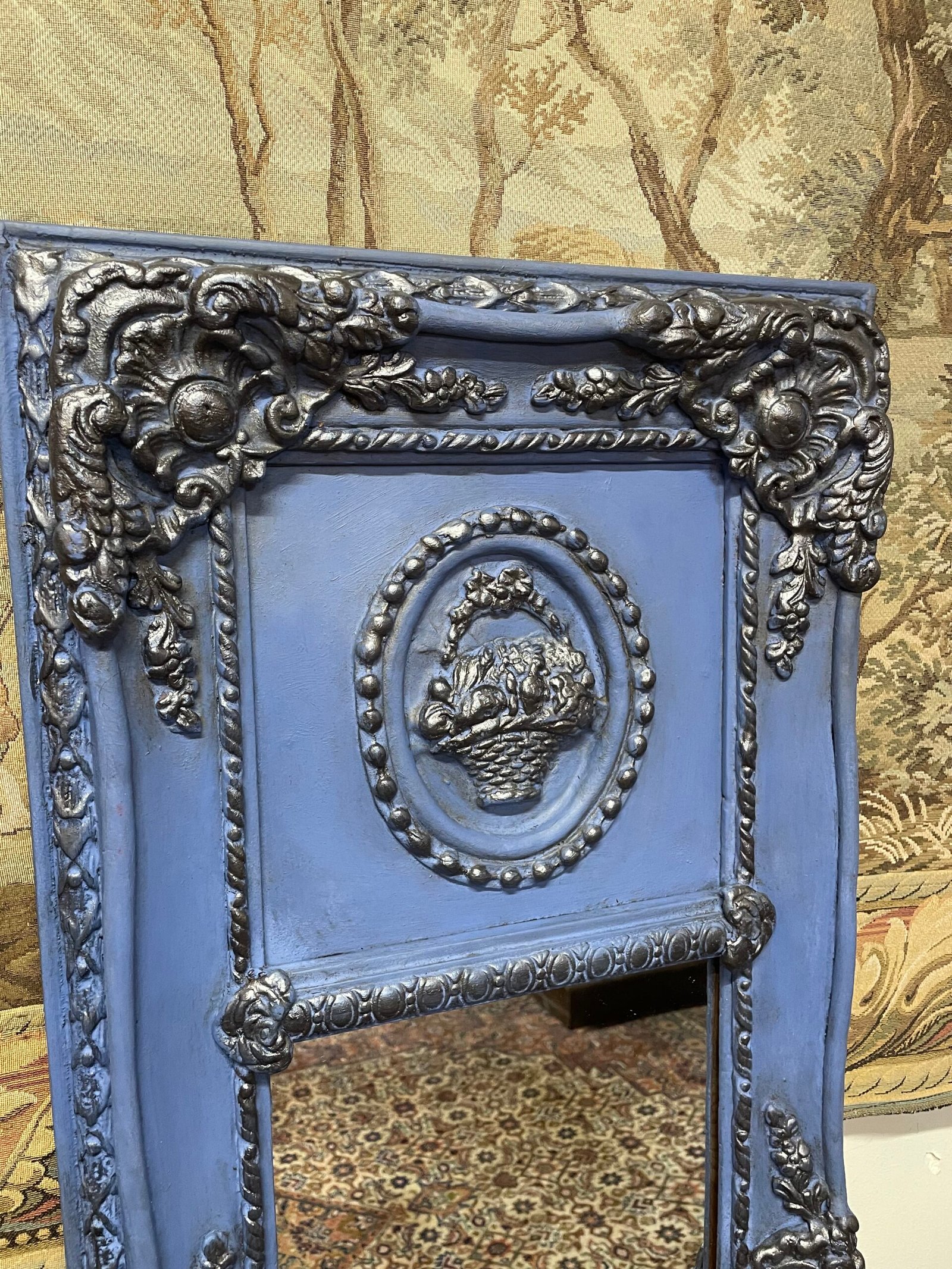 Fabulous Pair of Blue & Silver Gilt Mirrors. - Image 3