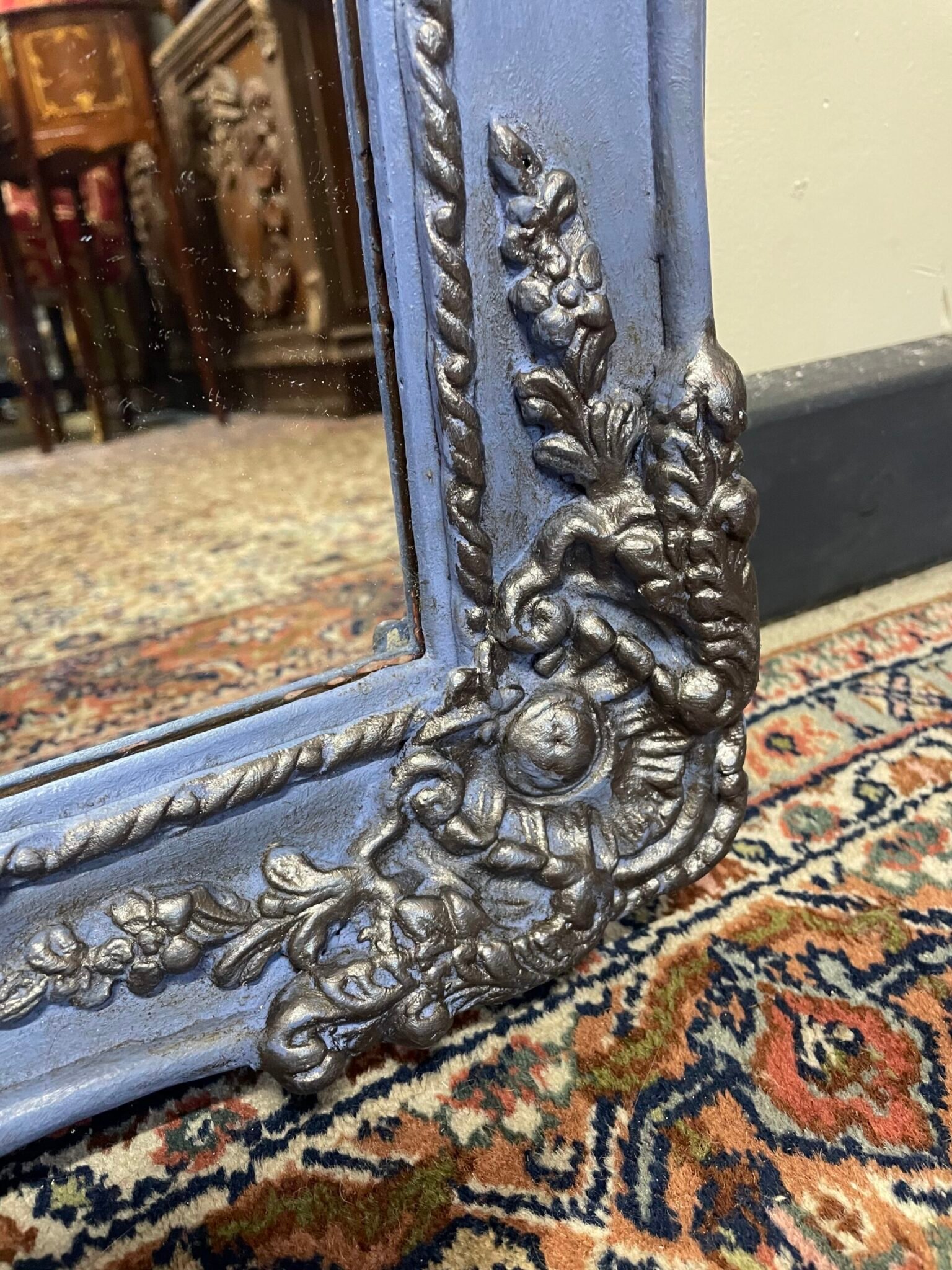 Fabulous Pair of Blue & Silver Gilt Mirrors. - Image 6
