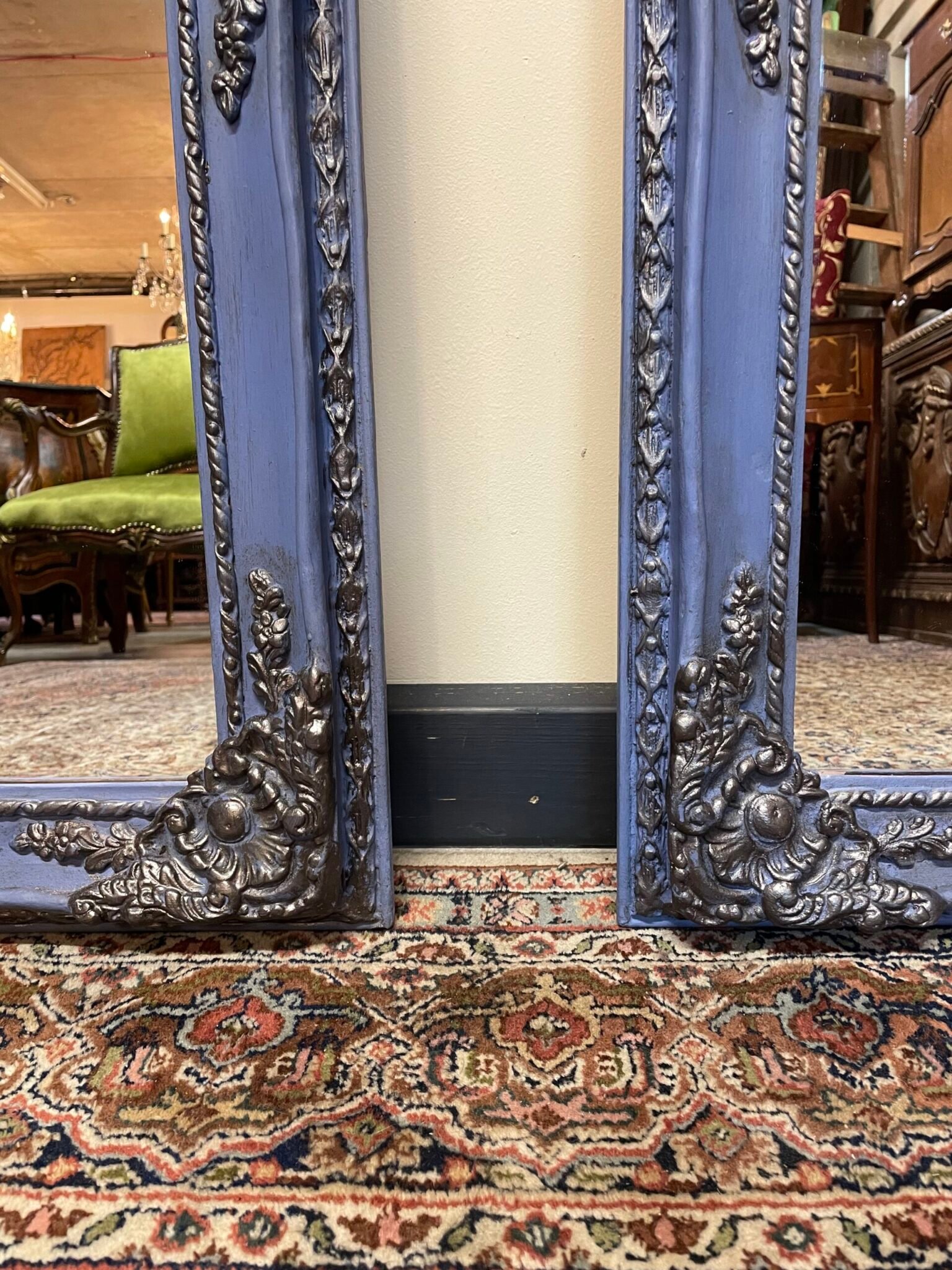 Fabulous Pair of Blue & Silver Gilt Mirrors. - Image 5