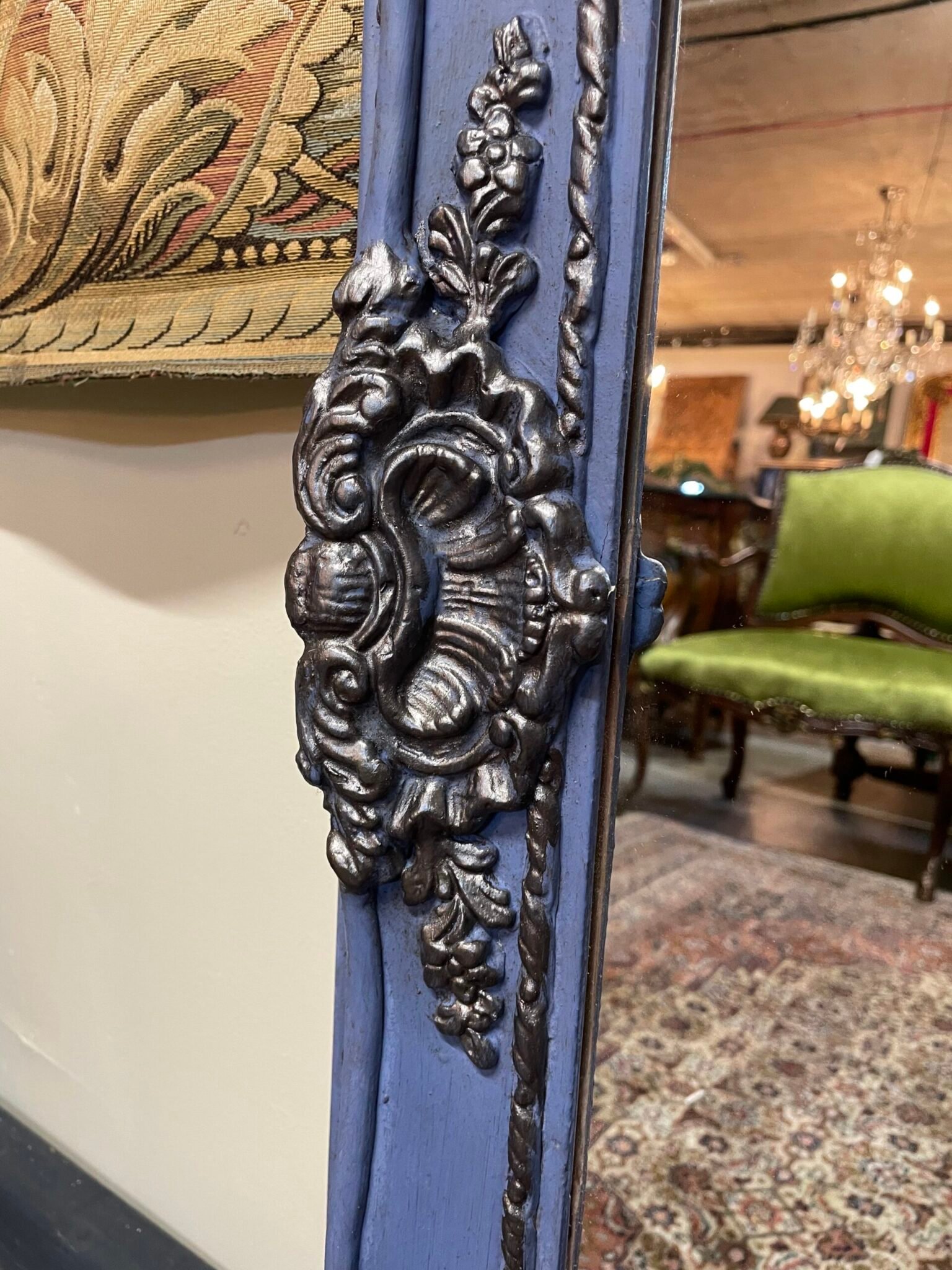Fabulous Pair of Blue & Silver Gilt Mirrors. - Image 4