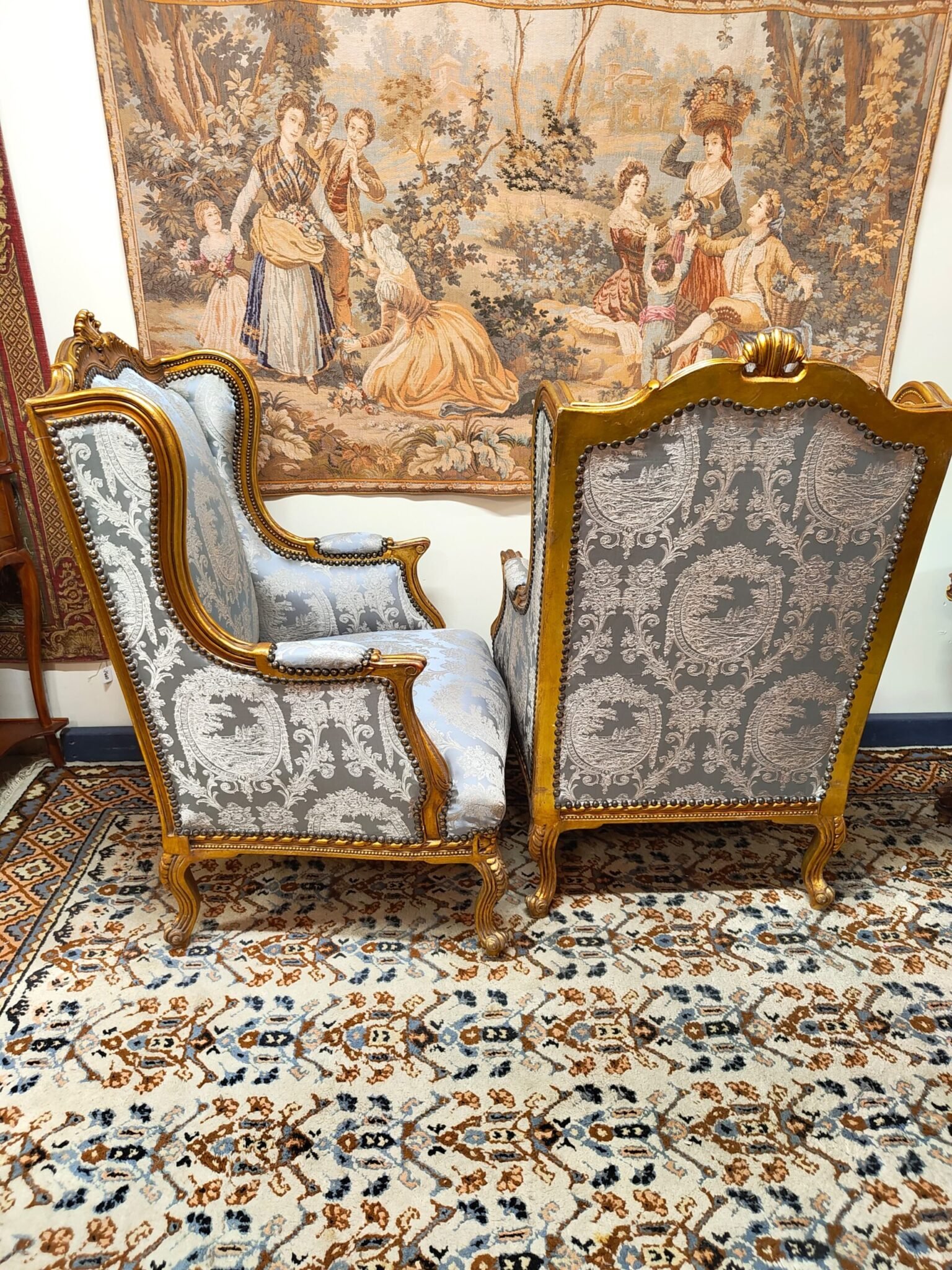 A Very Nice Pair of Vintage French Wingback Chairs - Image 3