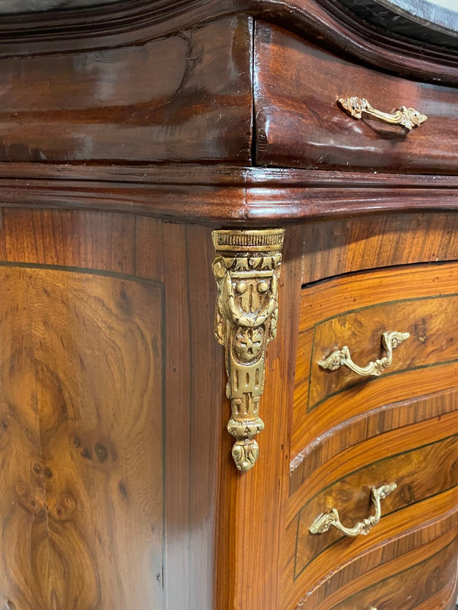 Elegant Large Vintage Tallboy with Marble Top - Image 3