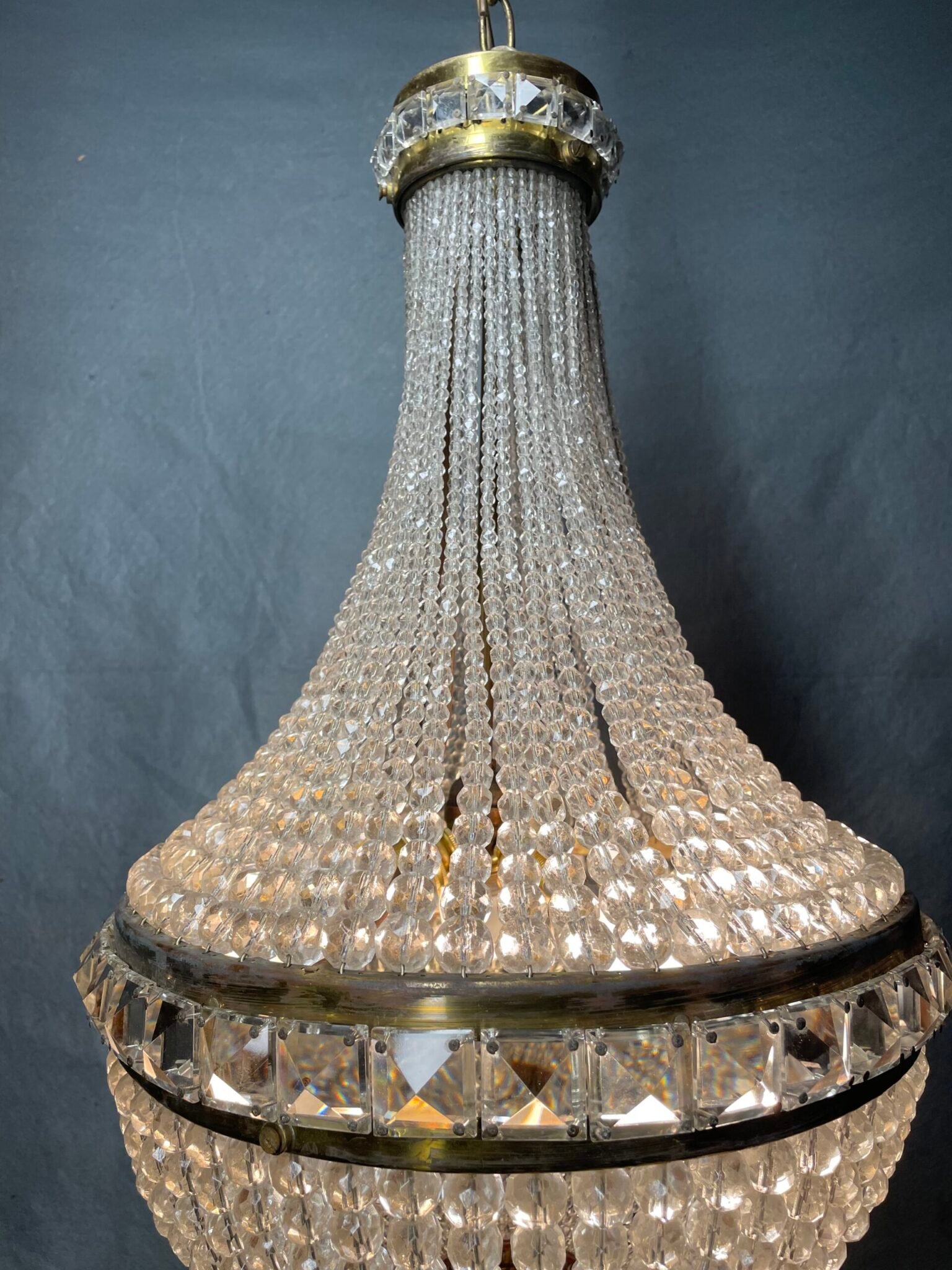 1950s Czechoslovakian Crystal Beaded Basket Chandelier - Image 6