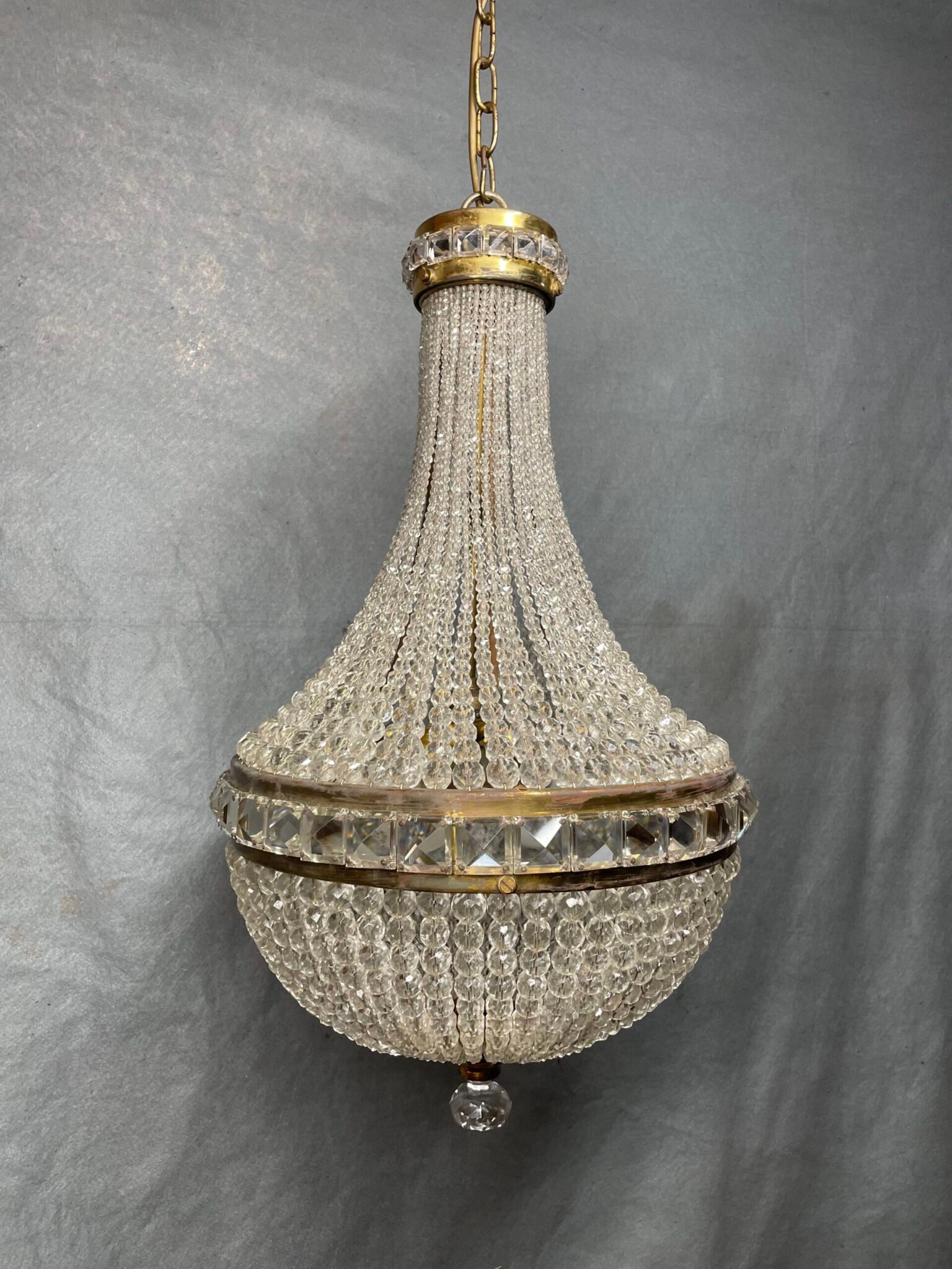 1950s Czechoslovakian Crystal Beaded Basket Chandelier - Image 7