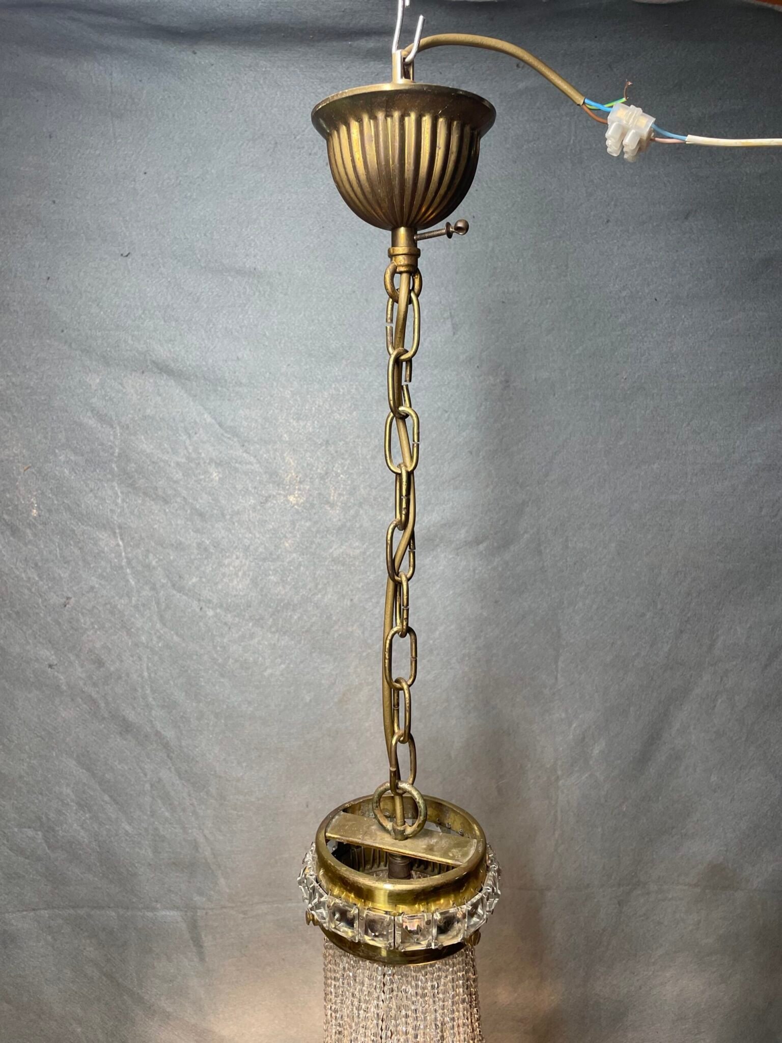 1950s Czechoslovakian Crystal Beaded Basket Chandelier - Image 4
