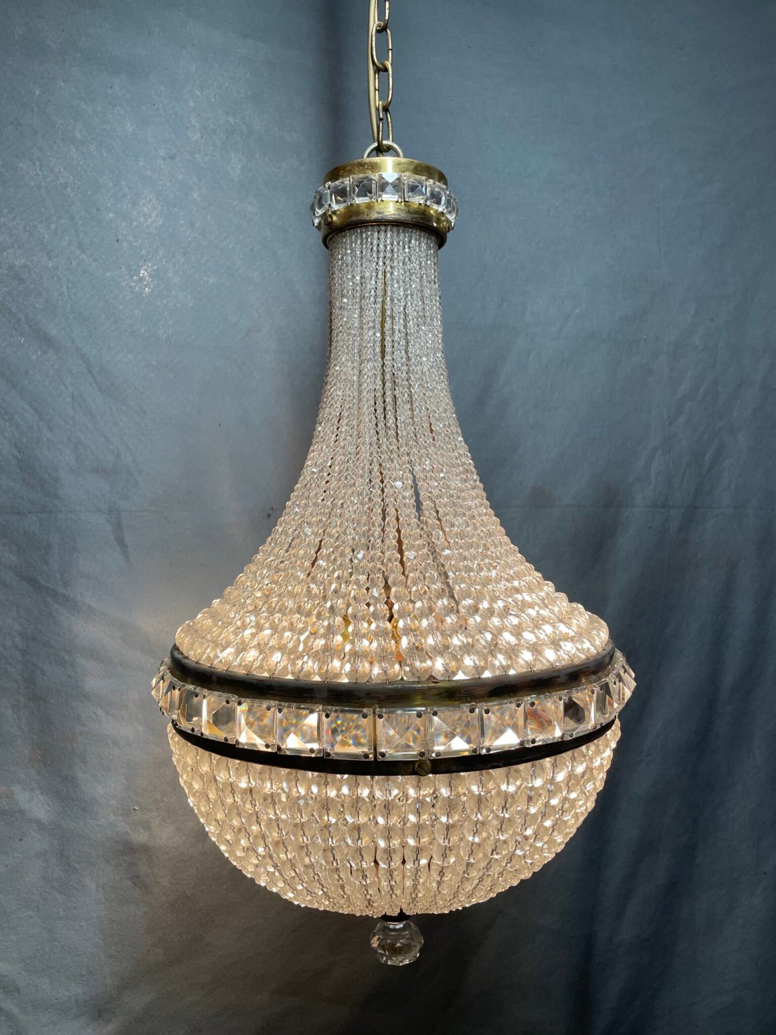 1950s Czechoslovakian Crystal Beaded Basket Chandelier - Image 5