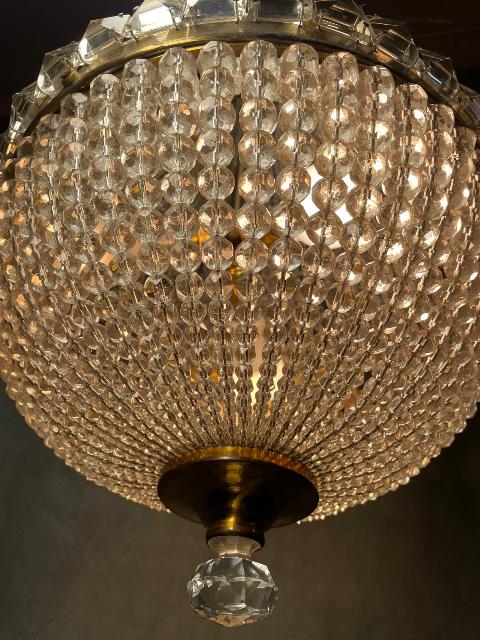 1950s Czechoslovakian Crystal Beaded Basket Chandelier - Image 2