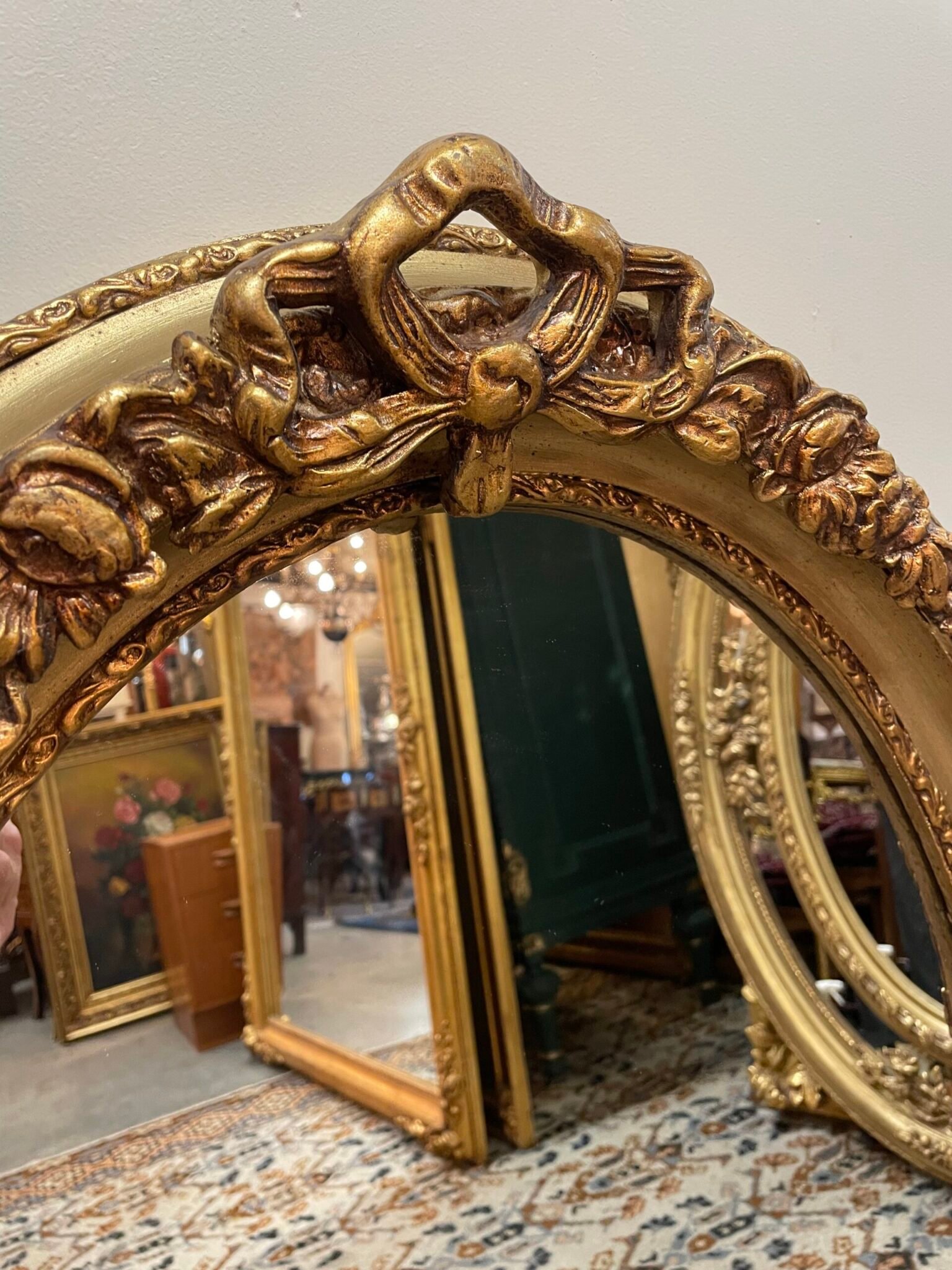 Carved & Gilt Wood French Design Oval Mirror - Image 2