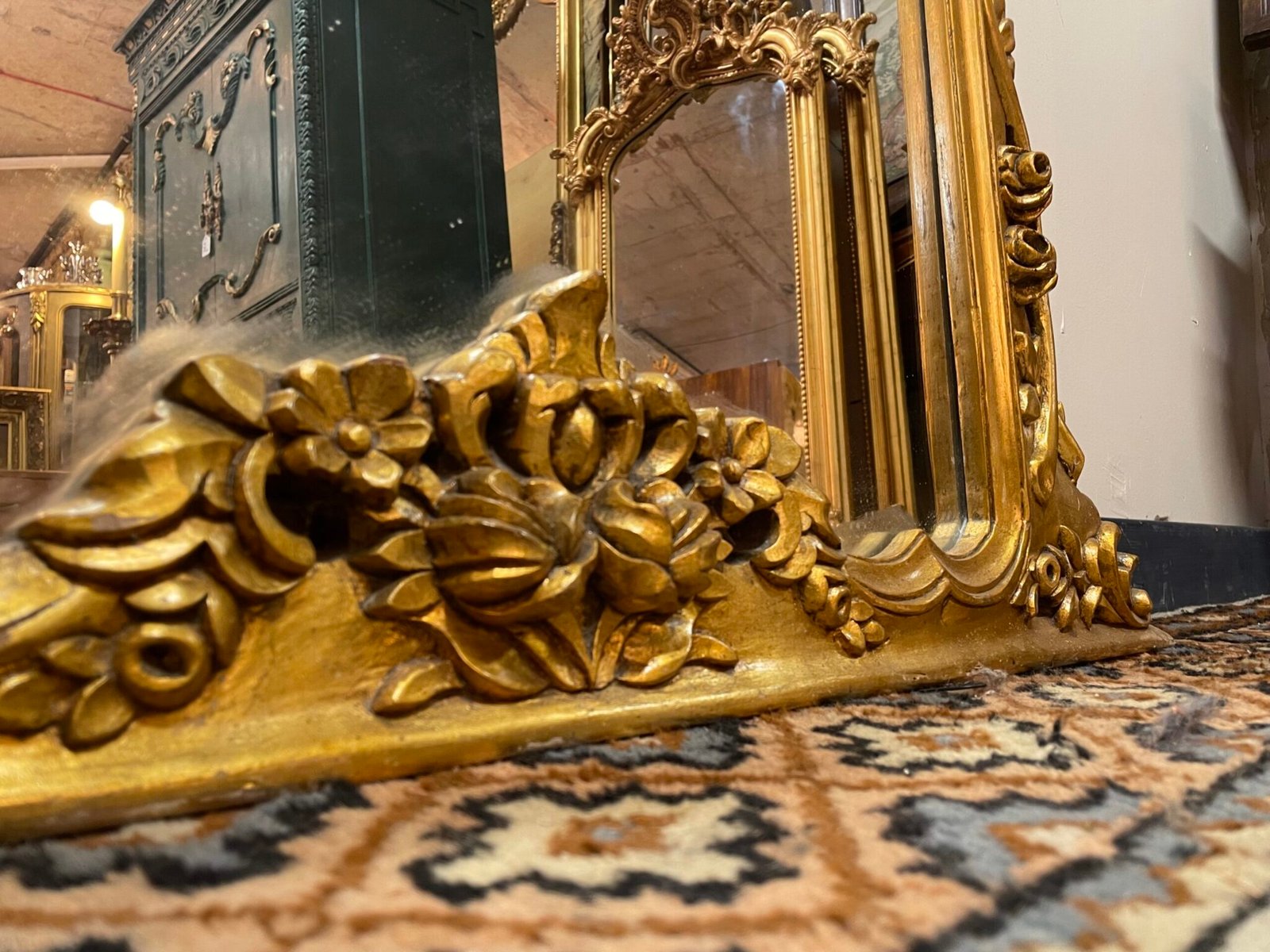Beautiful Large Freestanding Gilt Wood Mirror - Image 5