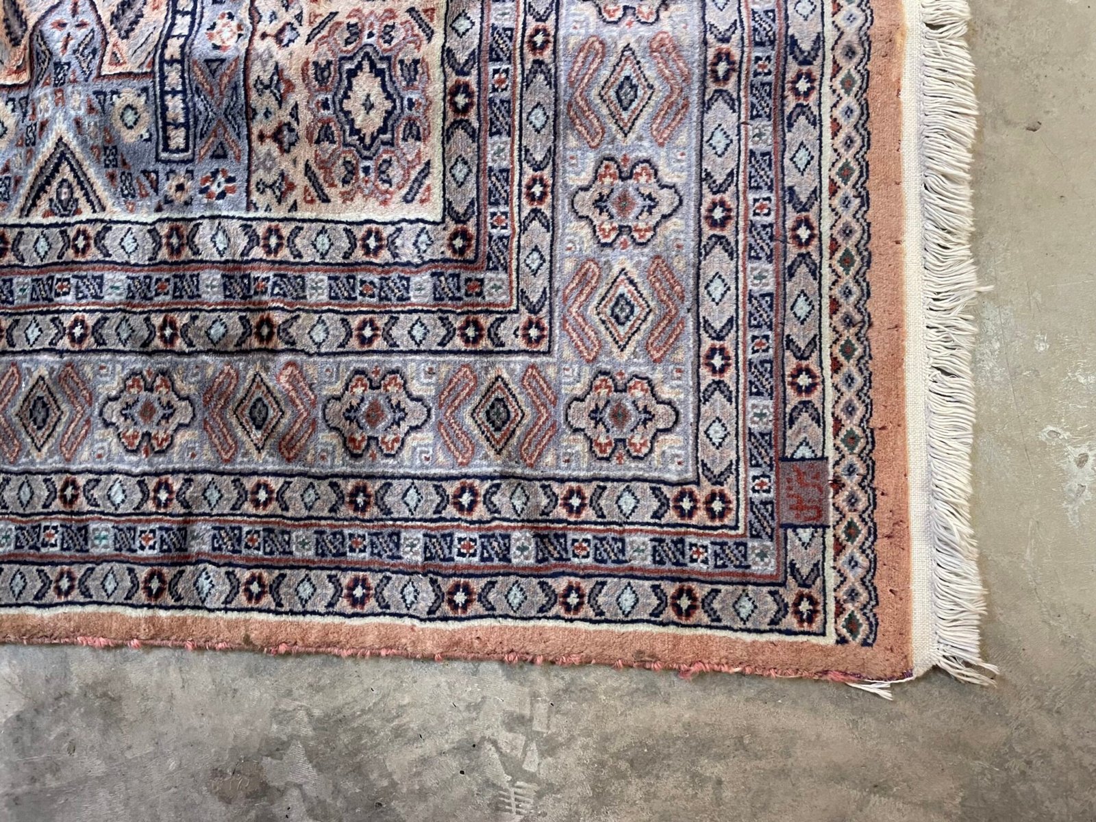 Hand Knotted Wool & Silk Iranian Rug Signed - Image 3