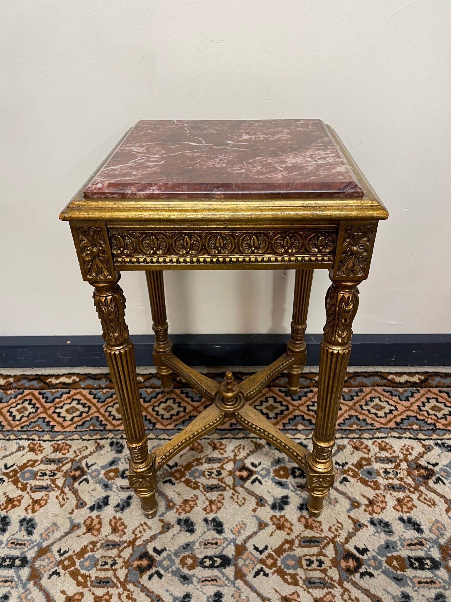Gilt Wood Louis XV Style Marble Top Occasional Table. - Image 2