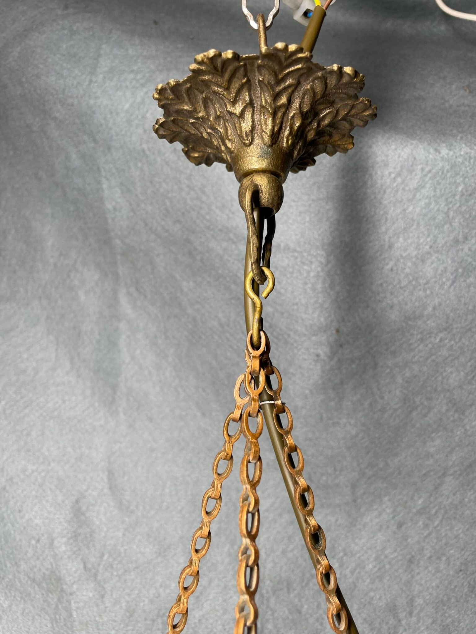 Art Nouveau Brass & Cut Glass Pendant Light - Image 5