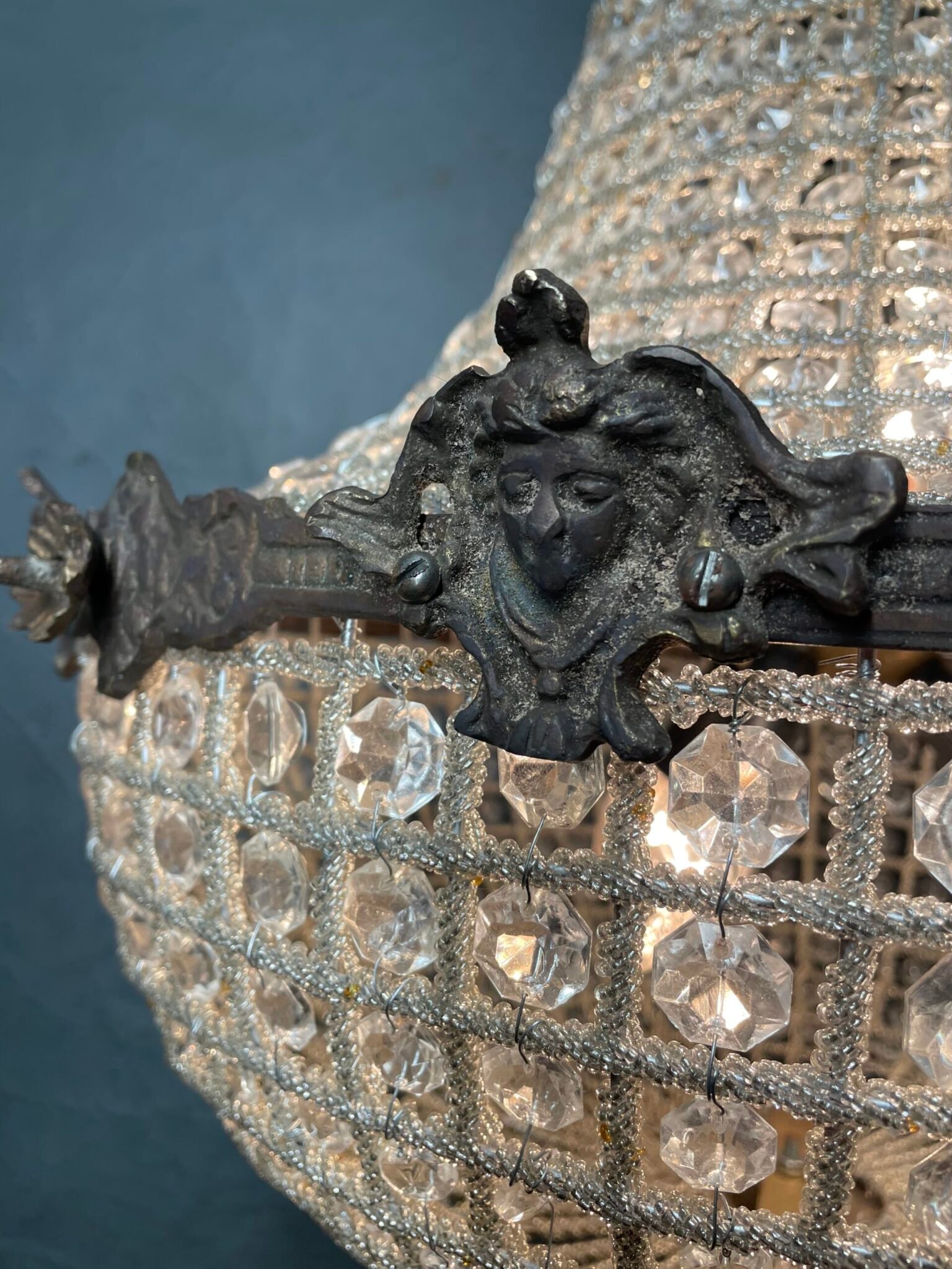 Beautiful Large French Style Basket Chandelier. - Image 4