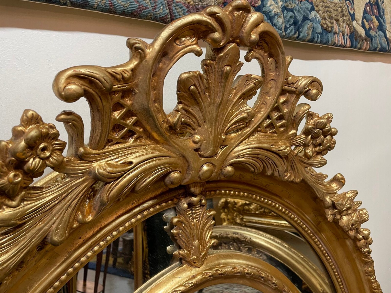Large Ornate Gilt Wood Oval Mirror. A Statement Piece. - Image 2