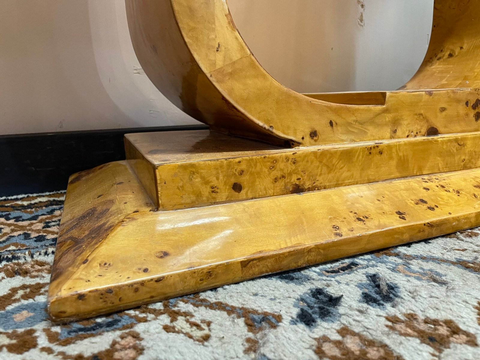 Art Deco Style Walnut Burl Console Table - Image 4