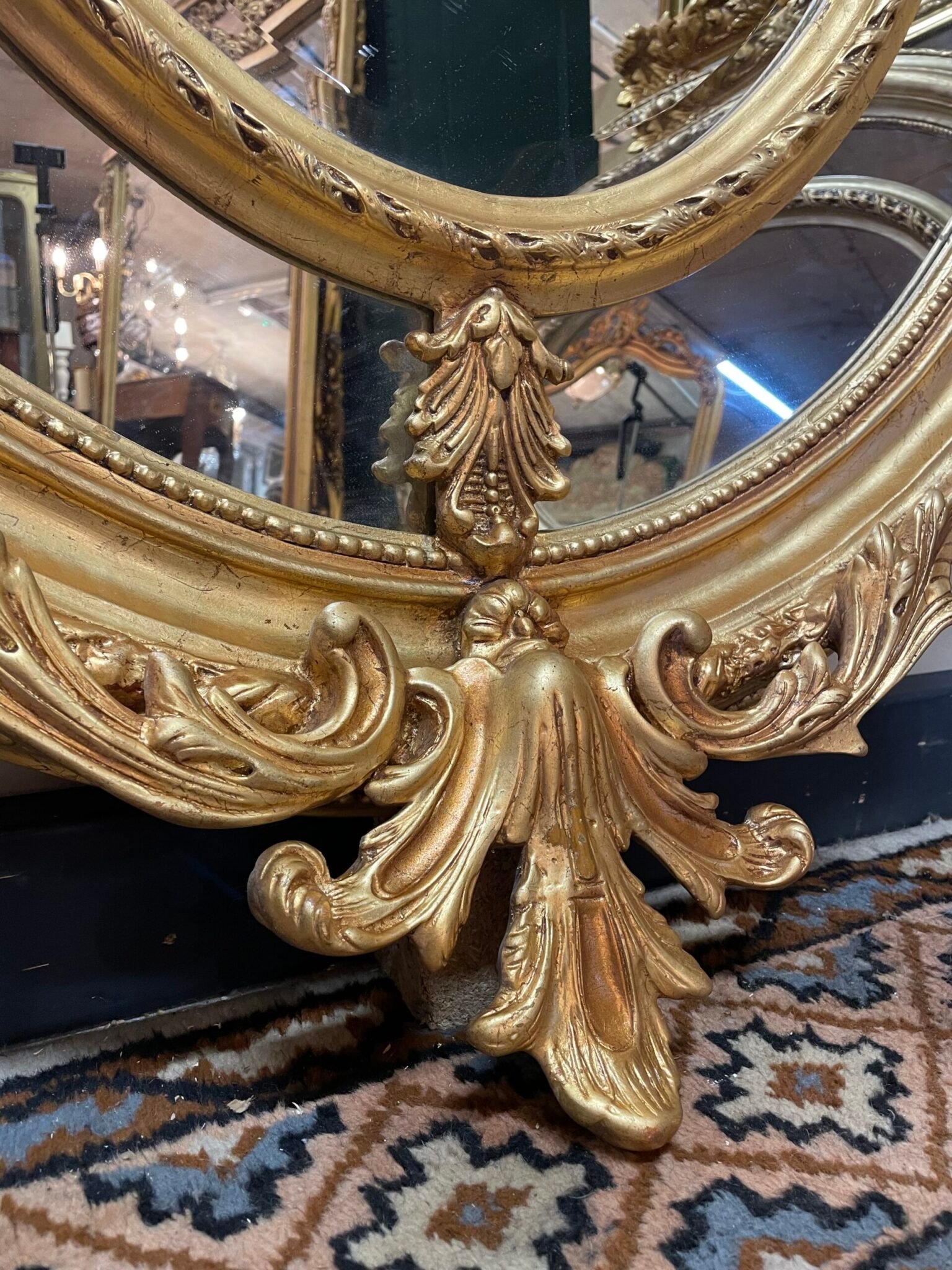 Large Ornate Gilt Wood Oval Mirror. A Statement Piece. - Image 3