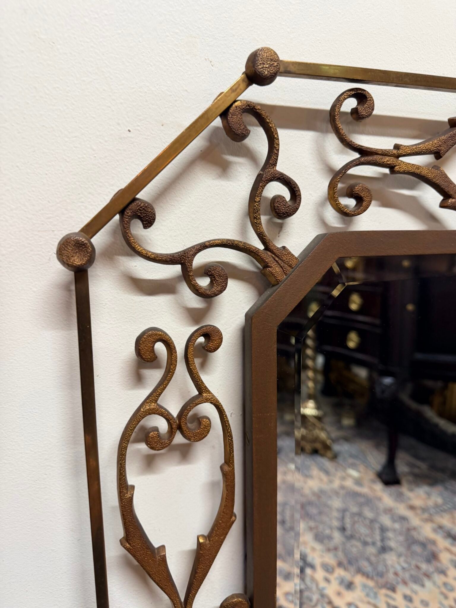 Mid Century Italian Brass Mirror Signed Moderna - Image 3