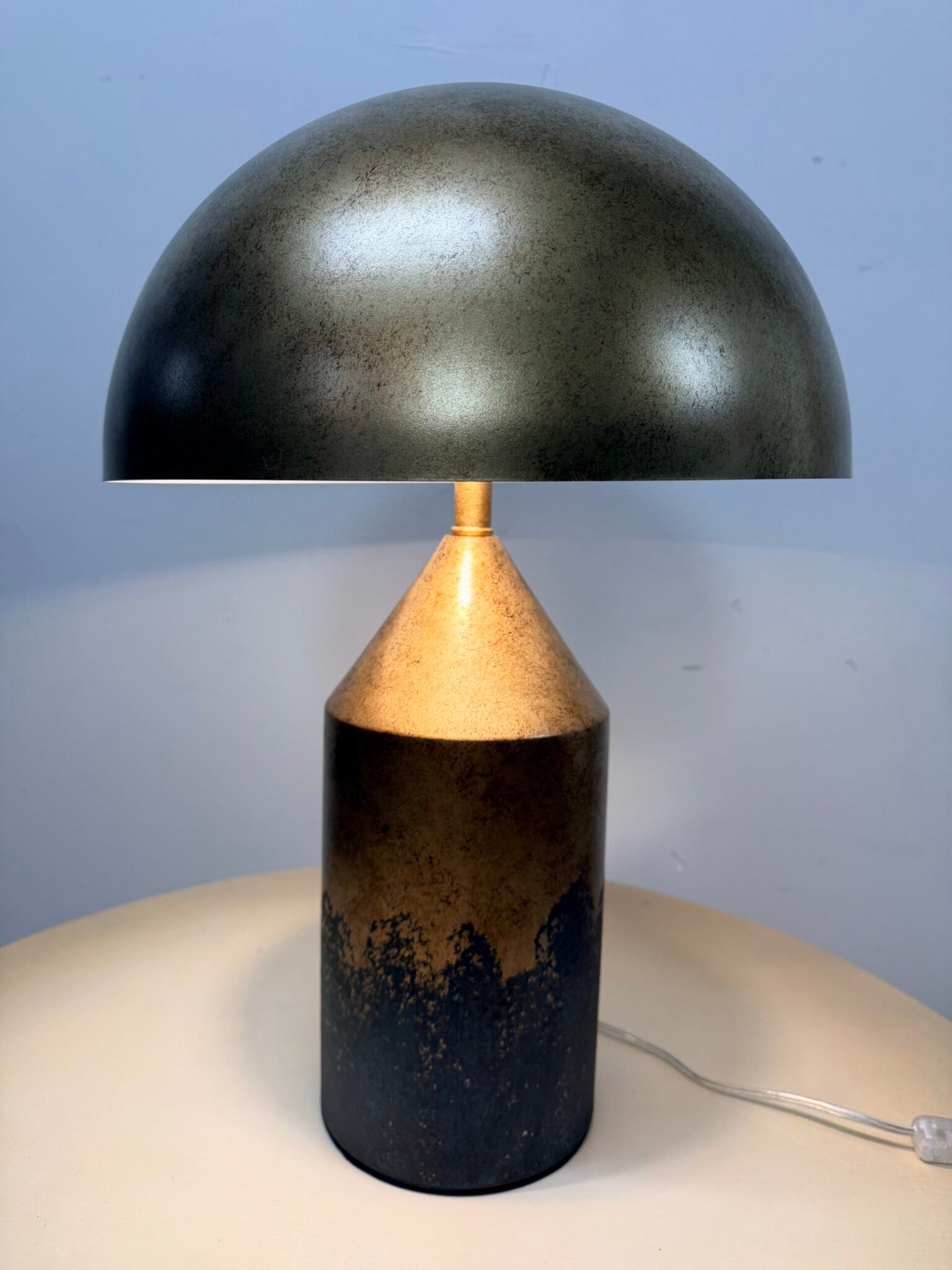Contemporary Dome Table Lamp in Antique Brass - Image 2