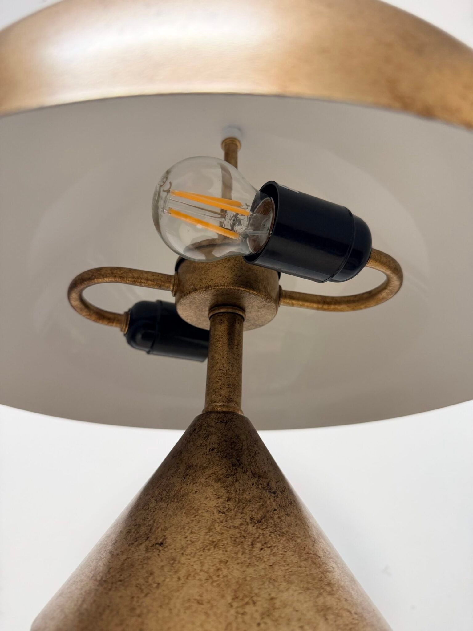 Contemporary Dome Table Lamp in Antique Brass - Image 5