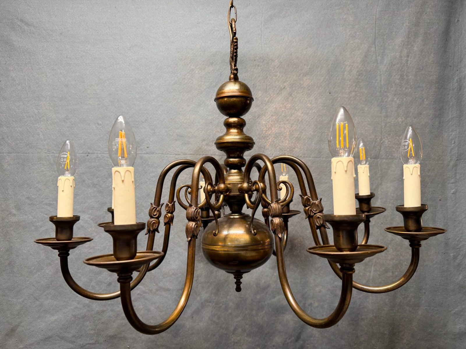 Very Good Antique Eight-Branch Flemish Chandelier. - Image 2