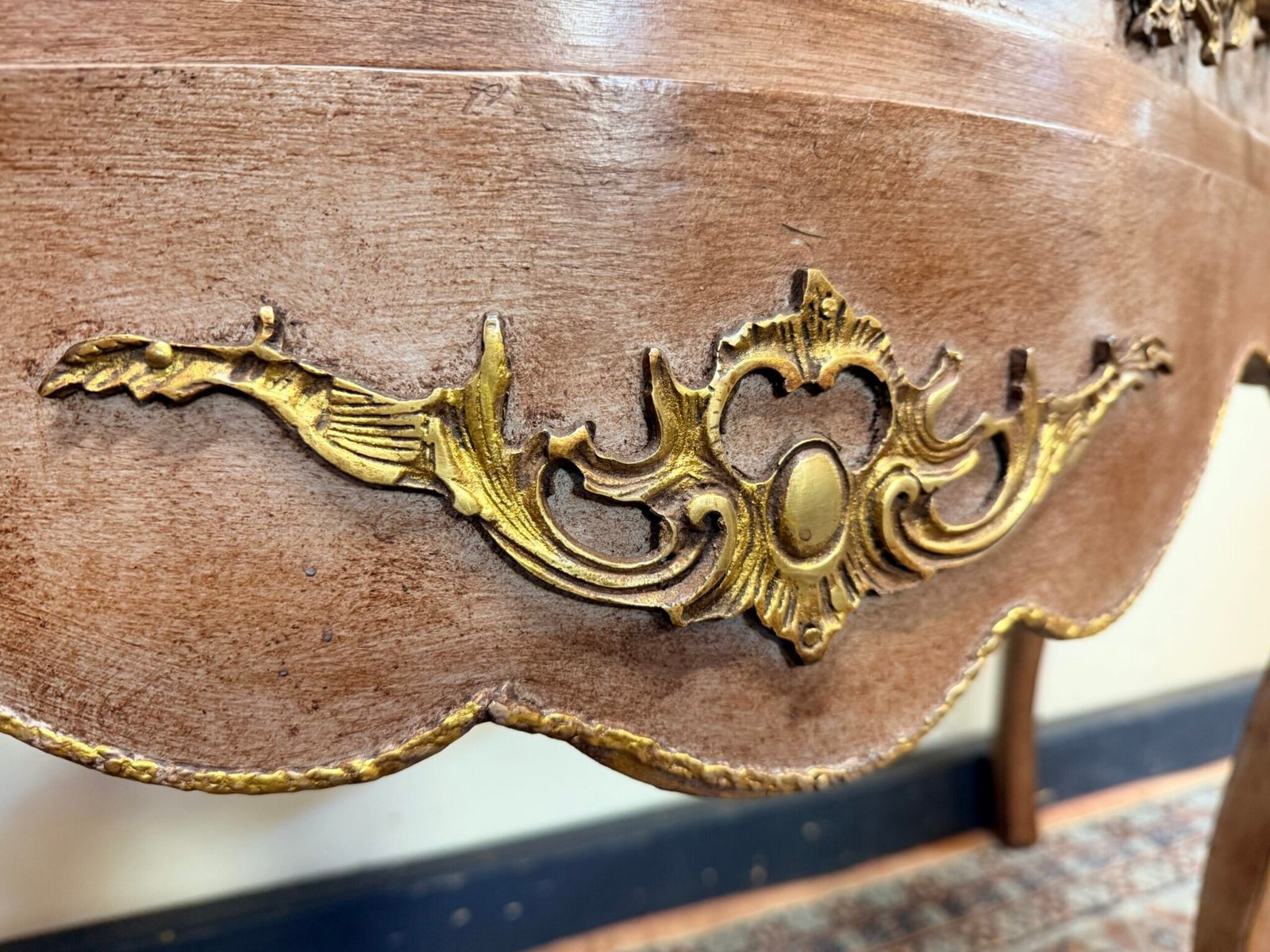 Unique Painted French Bombe Chest with Marble Top - Image 6