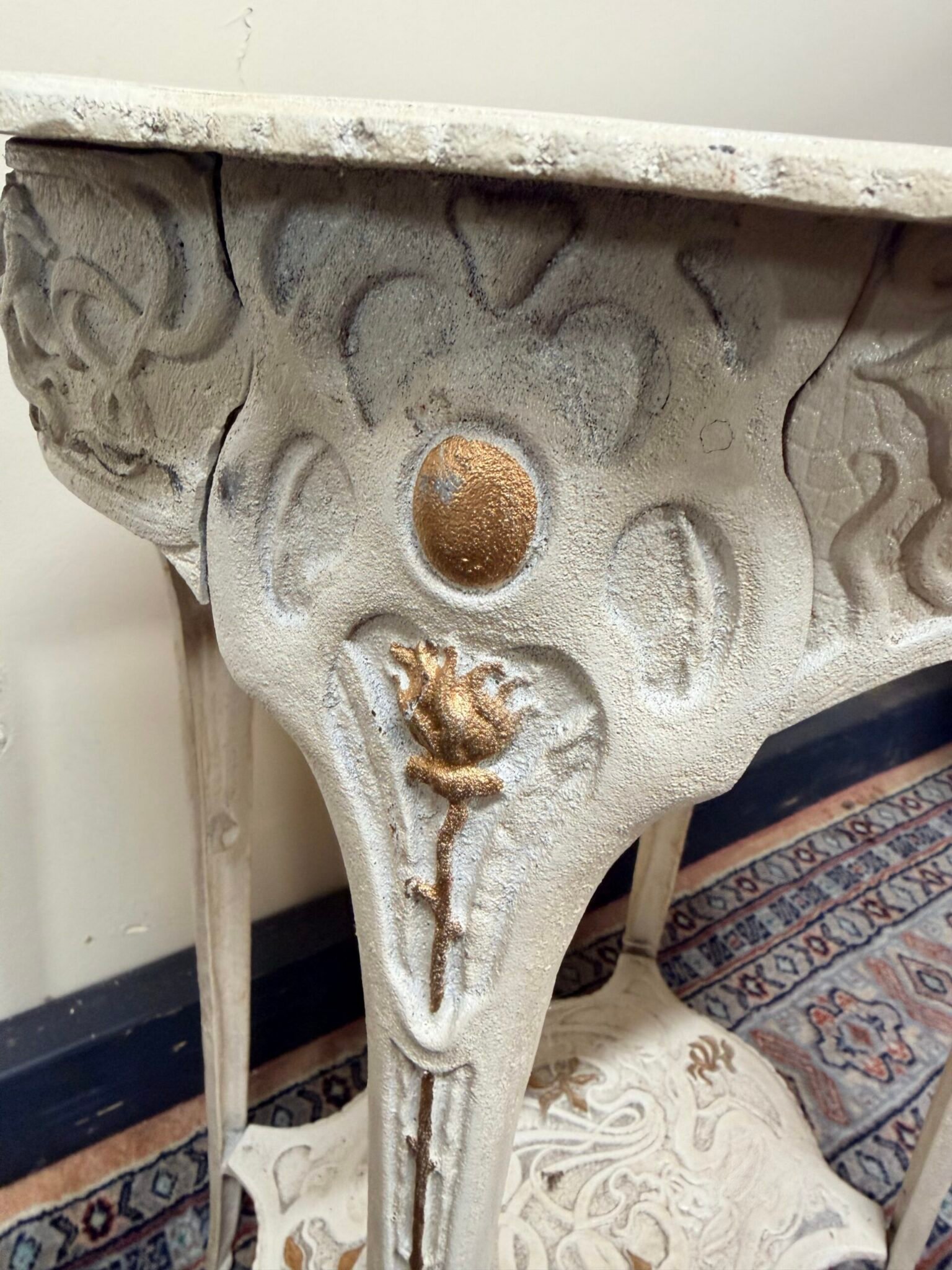 Cast Iron Garden / Patio Table with Gilt Details - Image 4