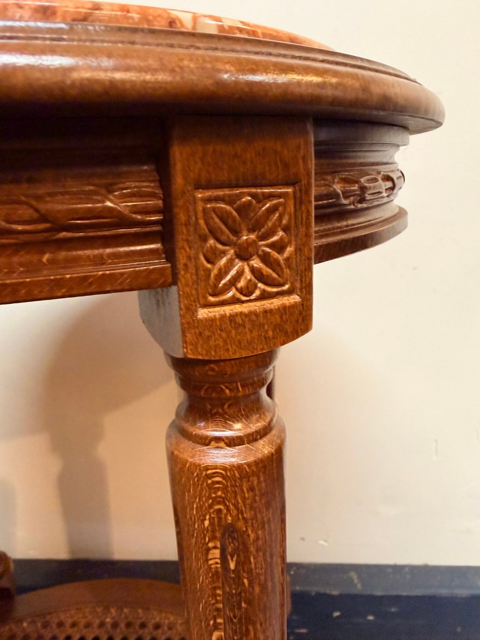 French Fruitwood & Marble Side Table or Plant Stand - Image 2