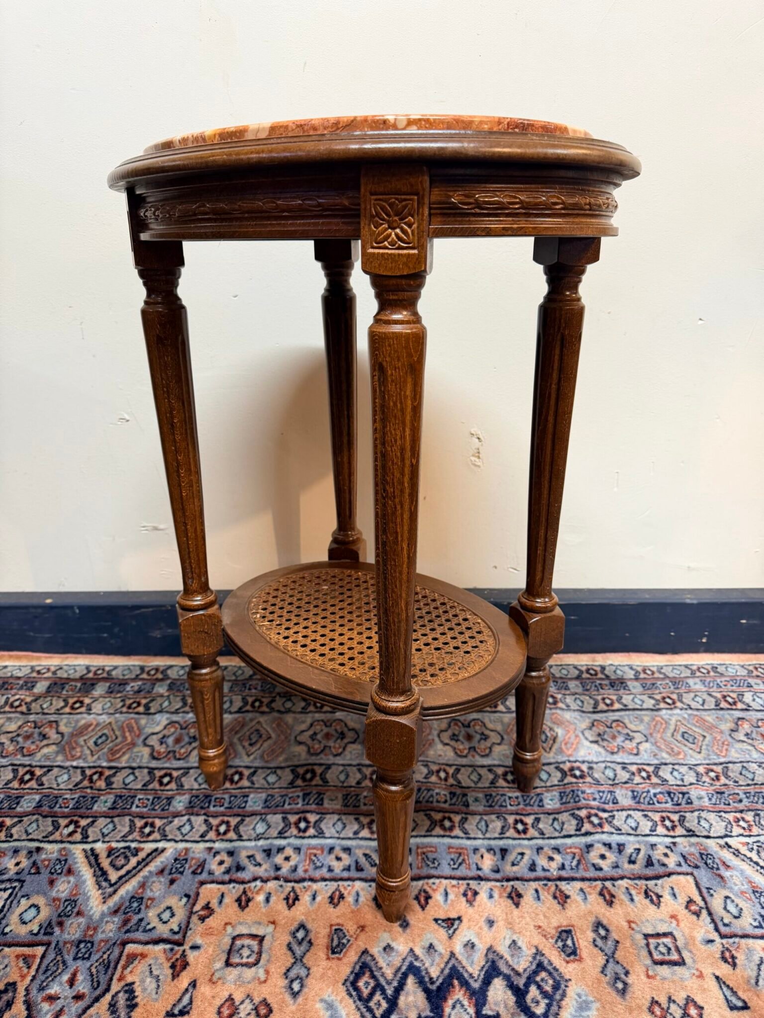 French Fruitwood & Marble Side Table or Plant Stand - Image 4