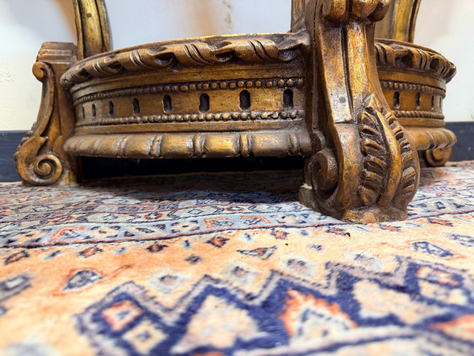 20th Century Giltwood Demilune Console Table with Shaped Marble Top - Image 3