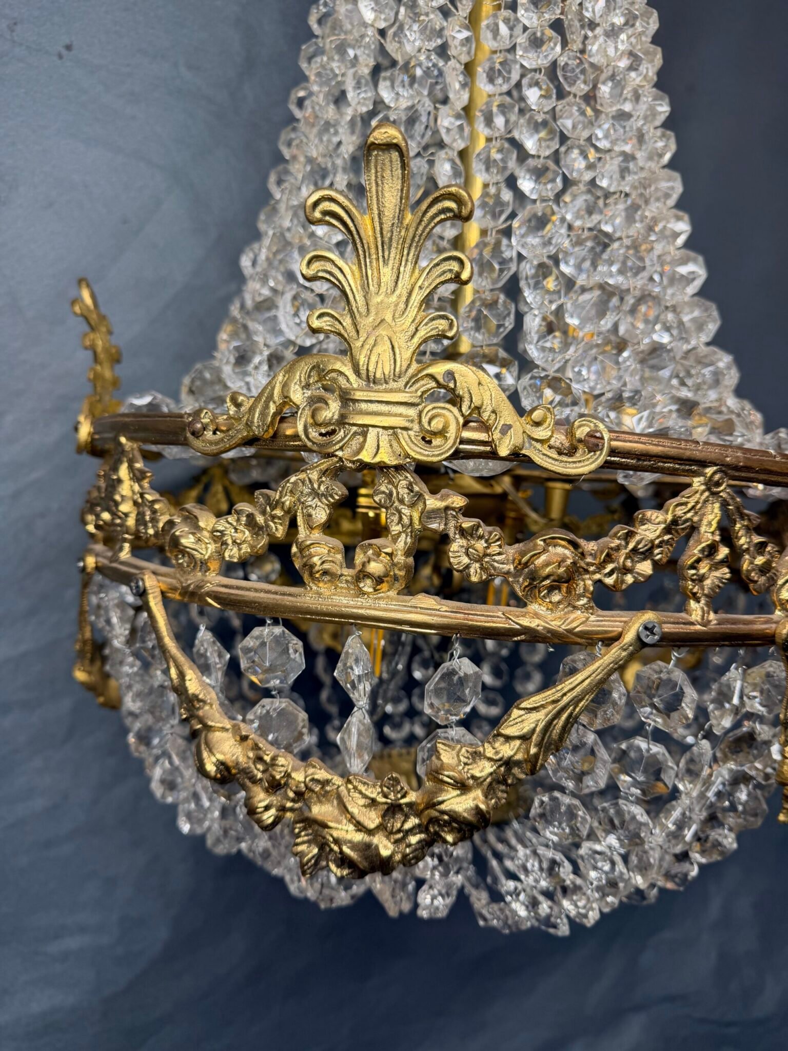 20th Century Brass French Empire Style Chandelier - Image 3