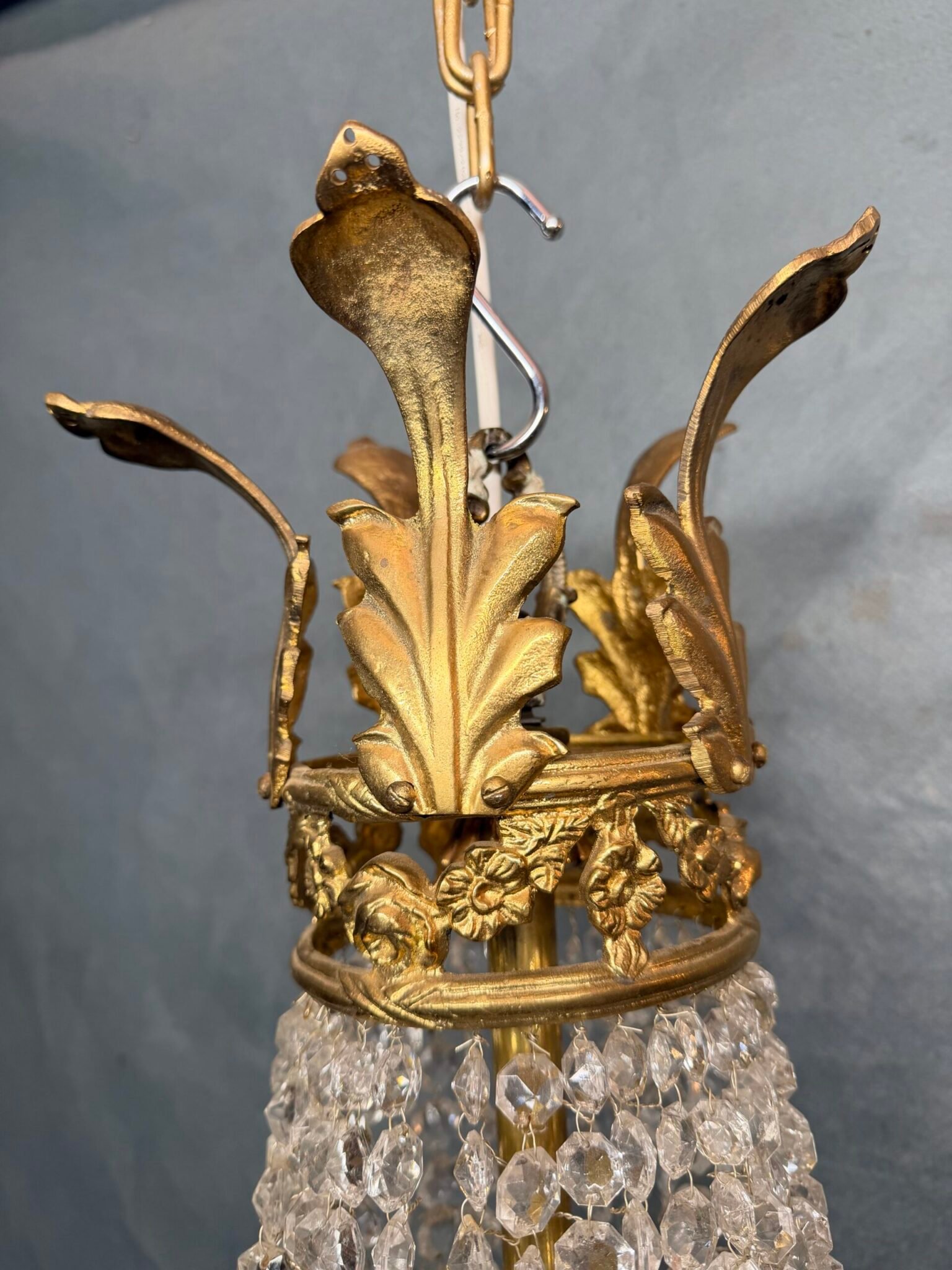 20th Century Brass French Empire Style Chandelier - Image 5