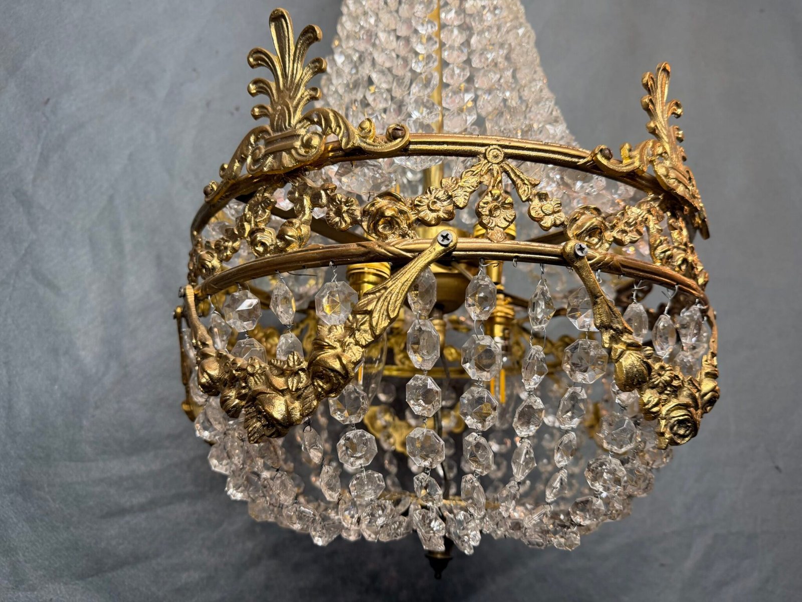 20th Century Brass French Empire Style Chandelier - Image 6