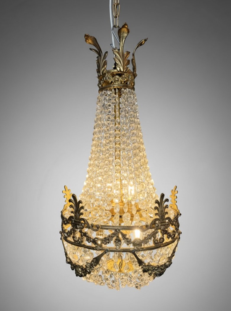 20th Century Brass French Empire Style Chandelier - Image 2