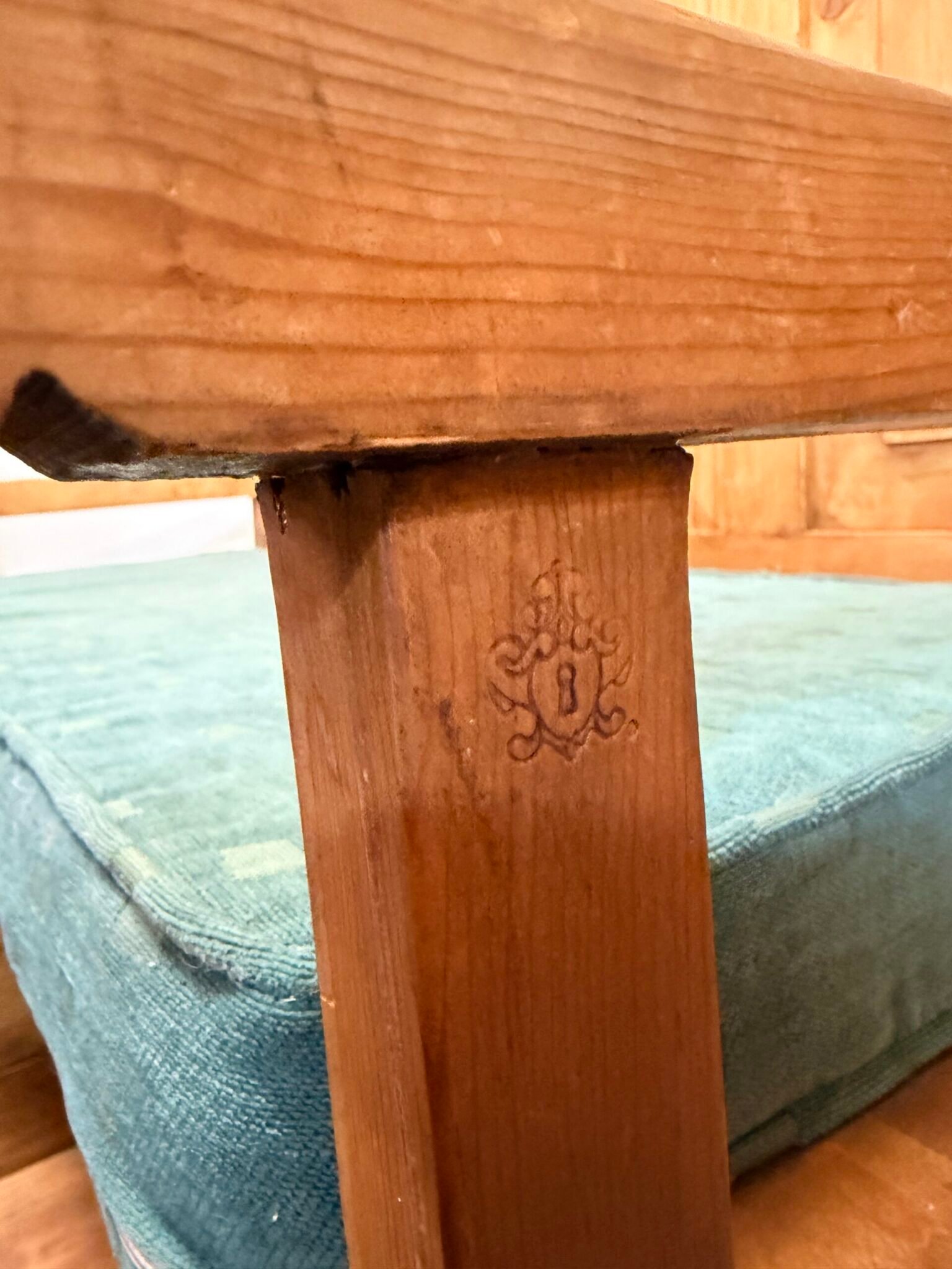 Vintage Mexican Pine High Back Bench with Storage - Image 4
