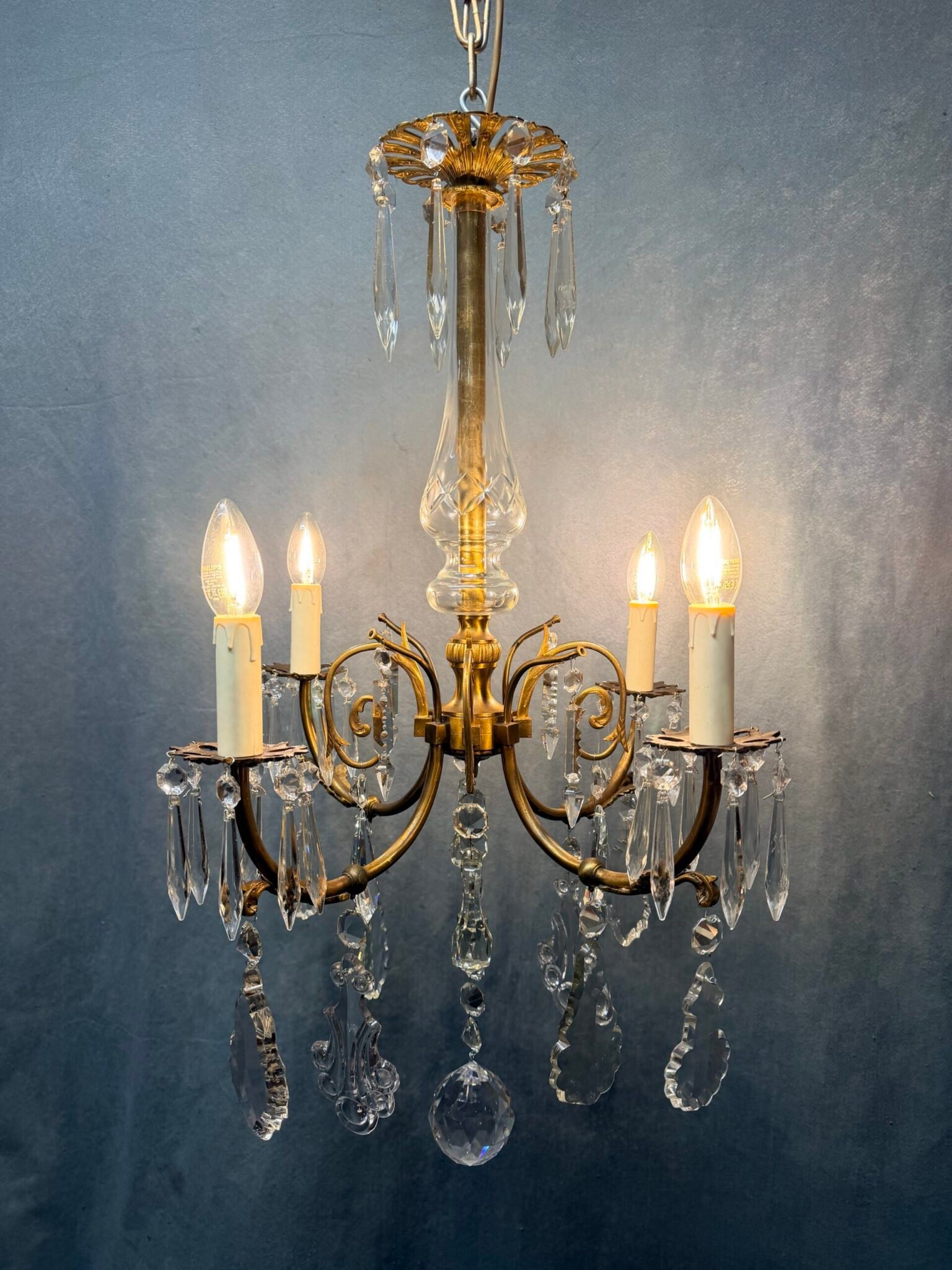 Late 19th Century French Bronze & Crystal Chandelier - Image 3