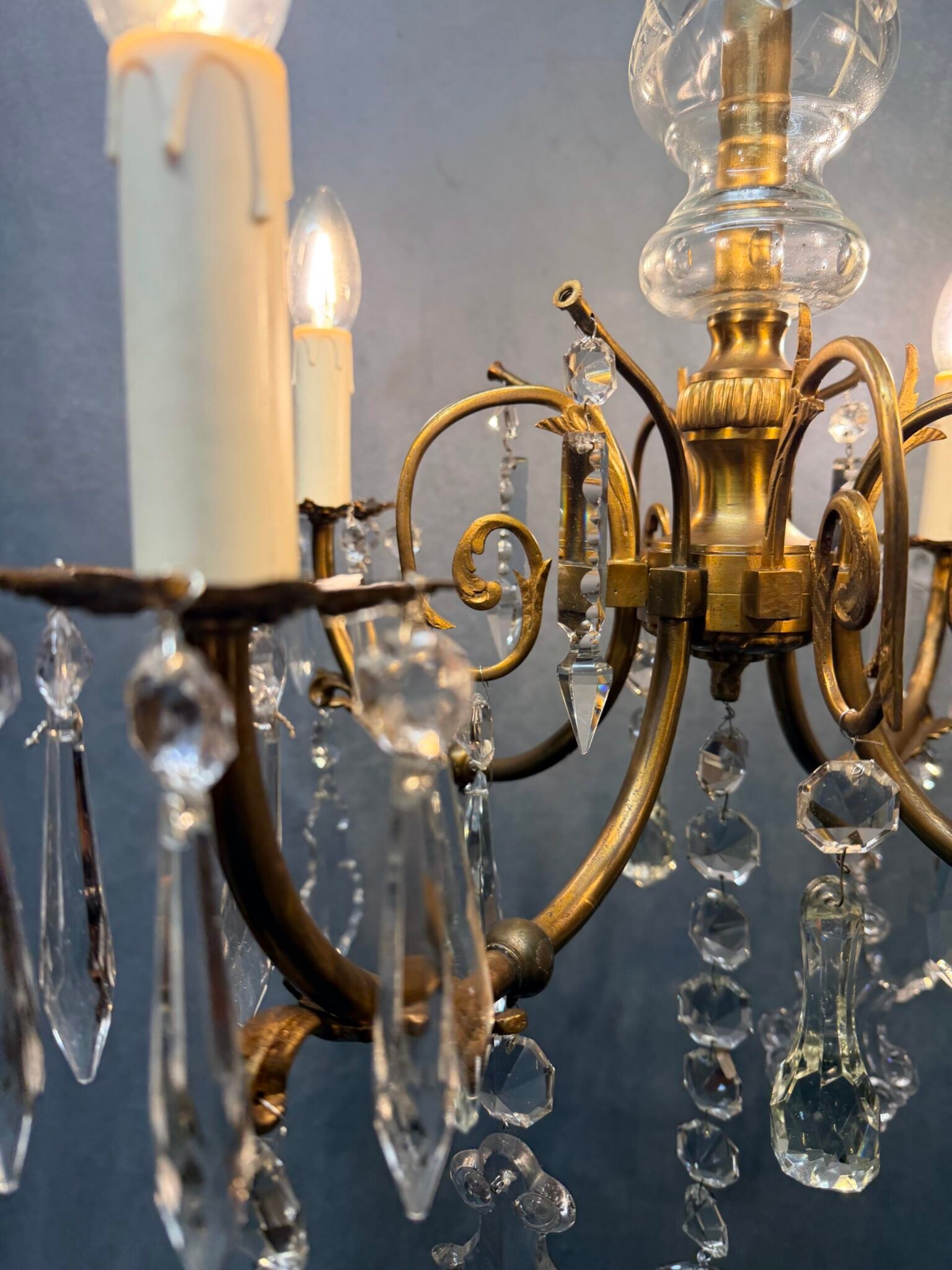 Late 19th Century French Bronze & Crystal Chandelier - Image 2