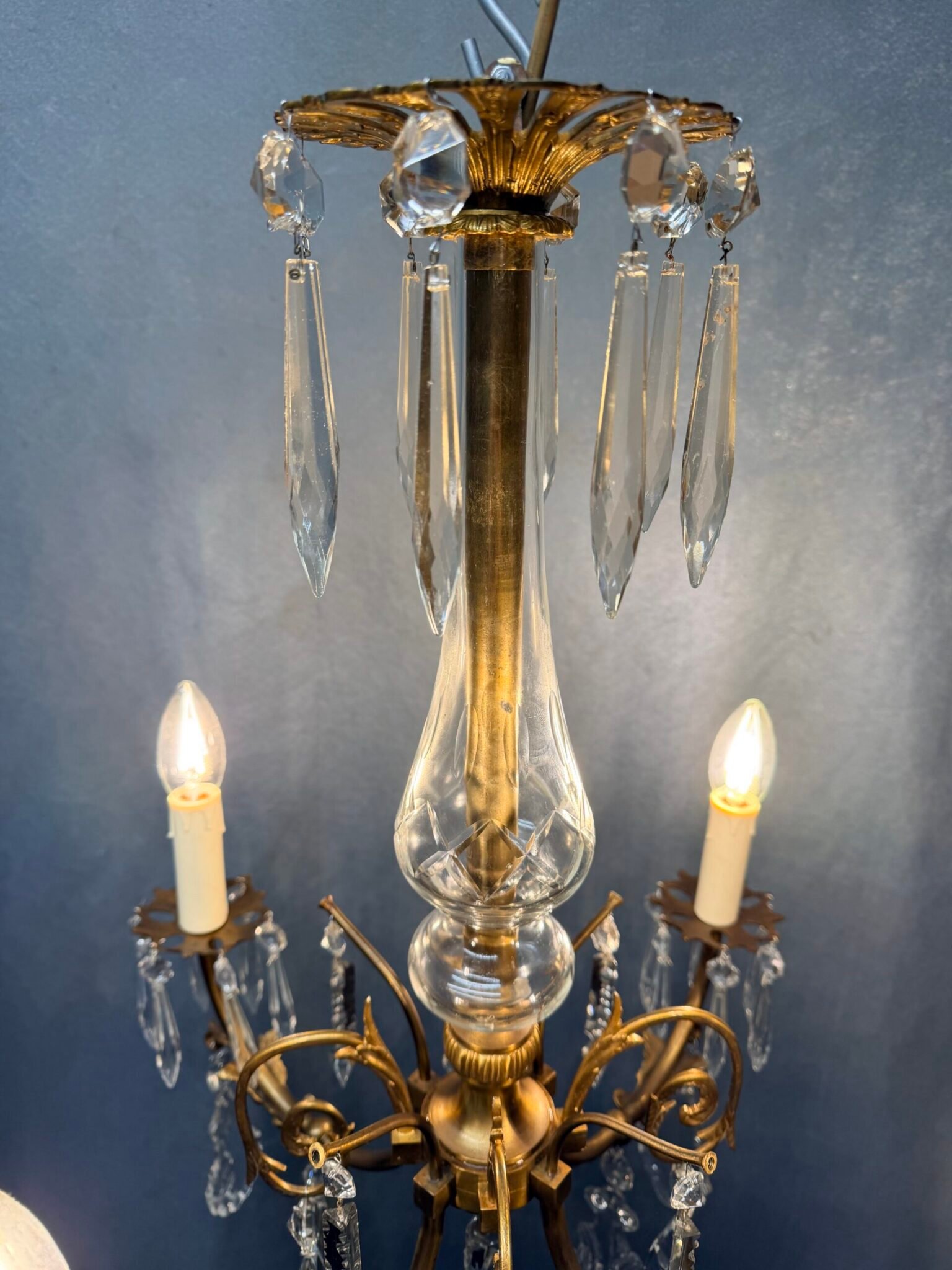 Late 19th Century French Bronze & Crystal Chandelier - Image 4