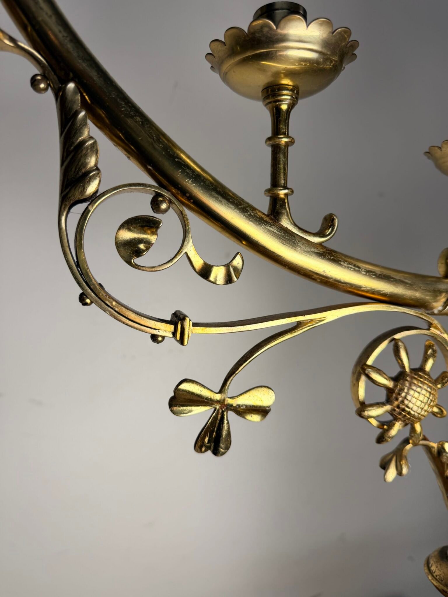 Early 20th Century Large Brass Five-Arm Candelabra - Image 4