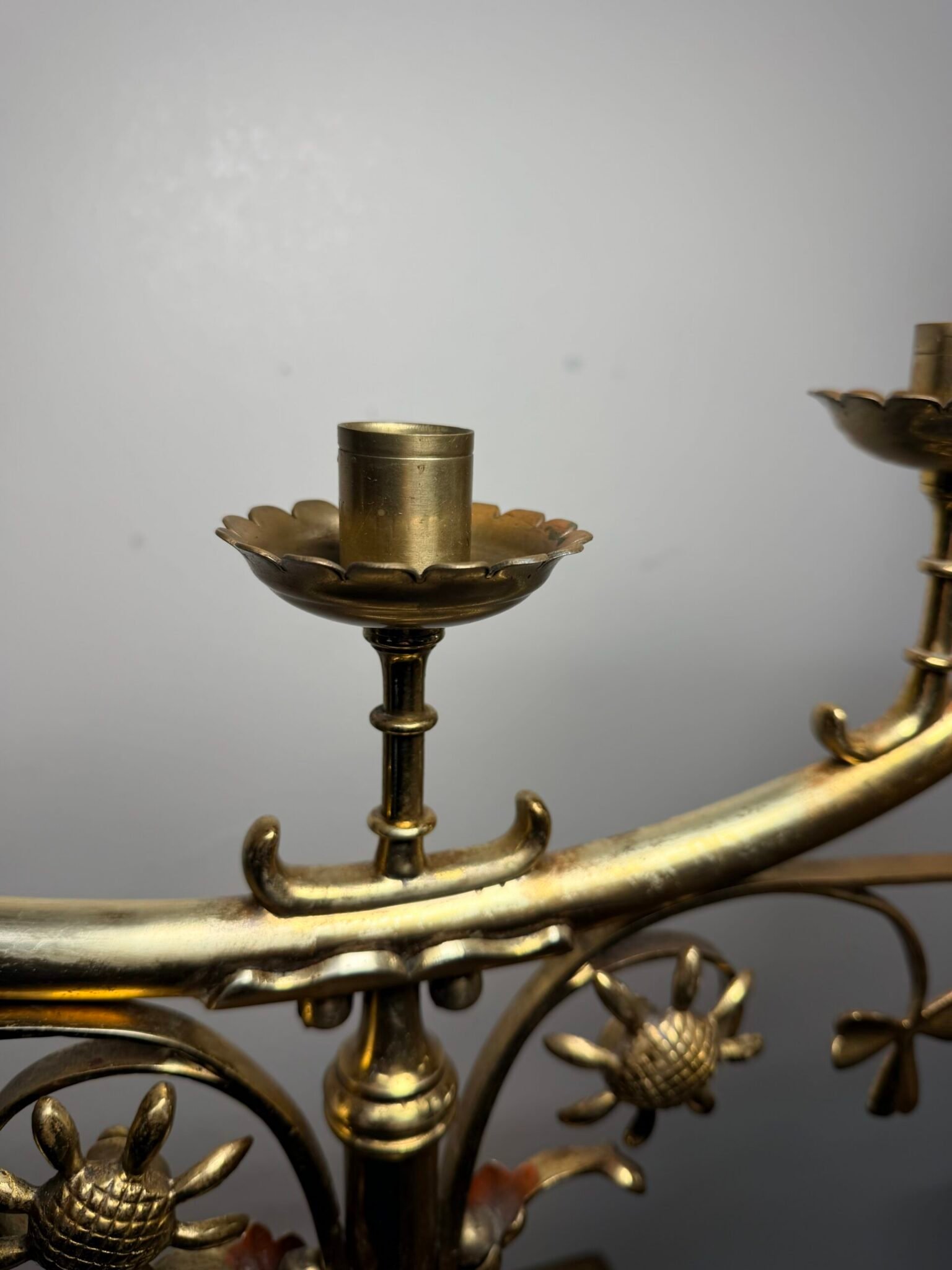 Early 20th Century Large Brass Five-Arm Candelabra - Image 5