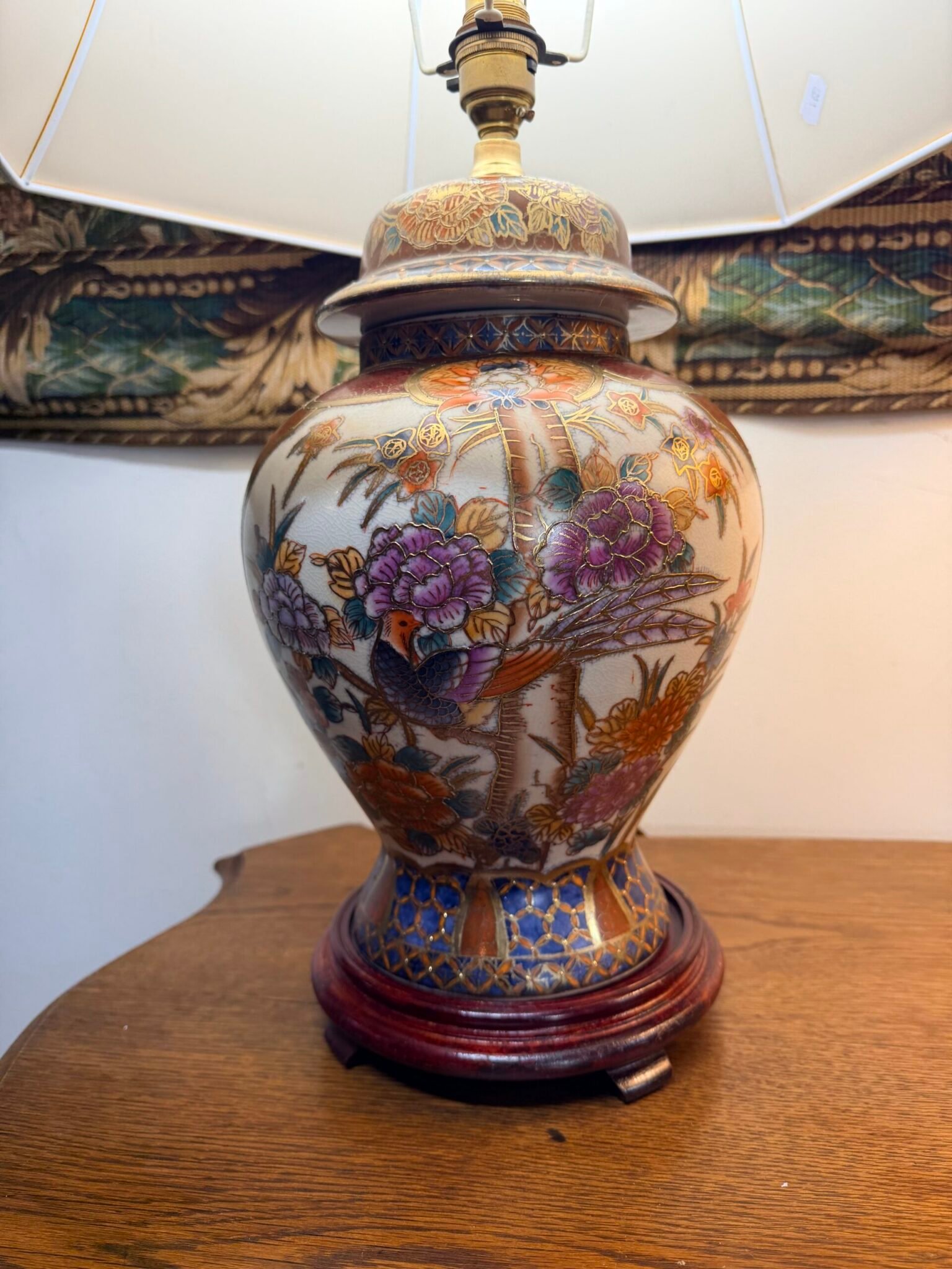 Pair of Satsuma Style Table Lamps with Shades - Image 3