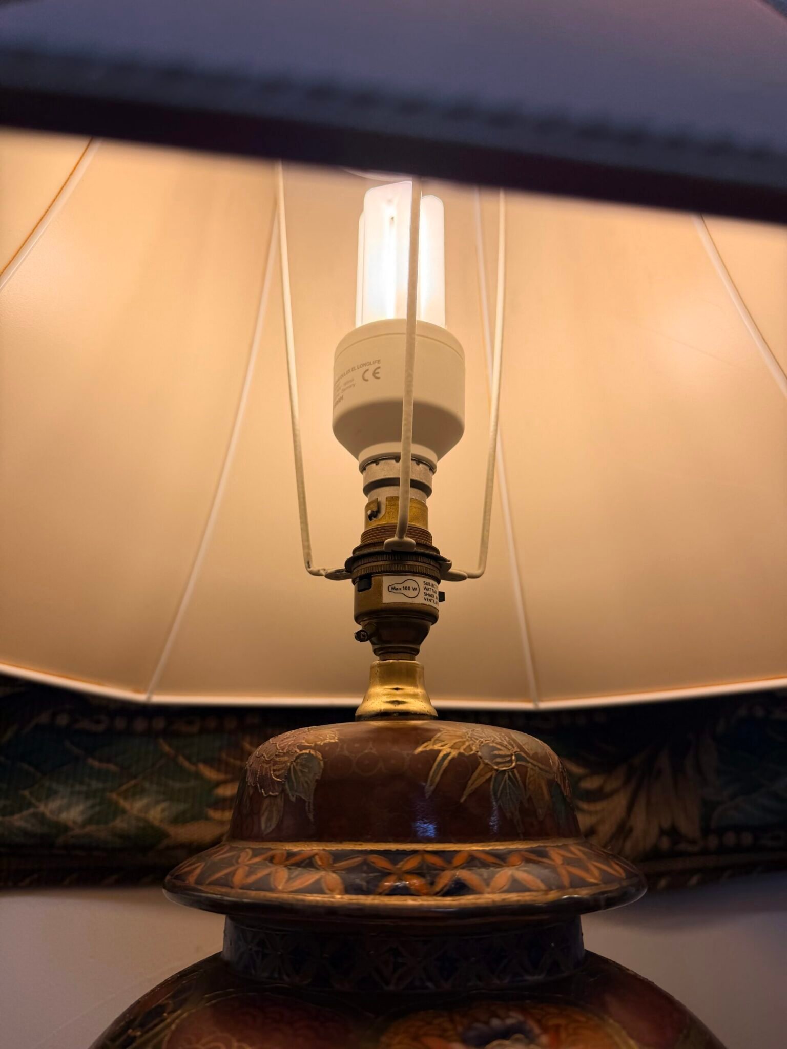 Pair of Satsuma Style Table Lamps with Shades - Image 6
