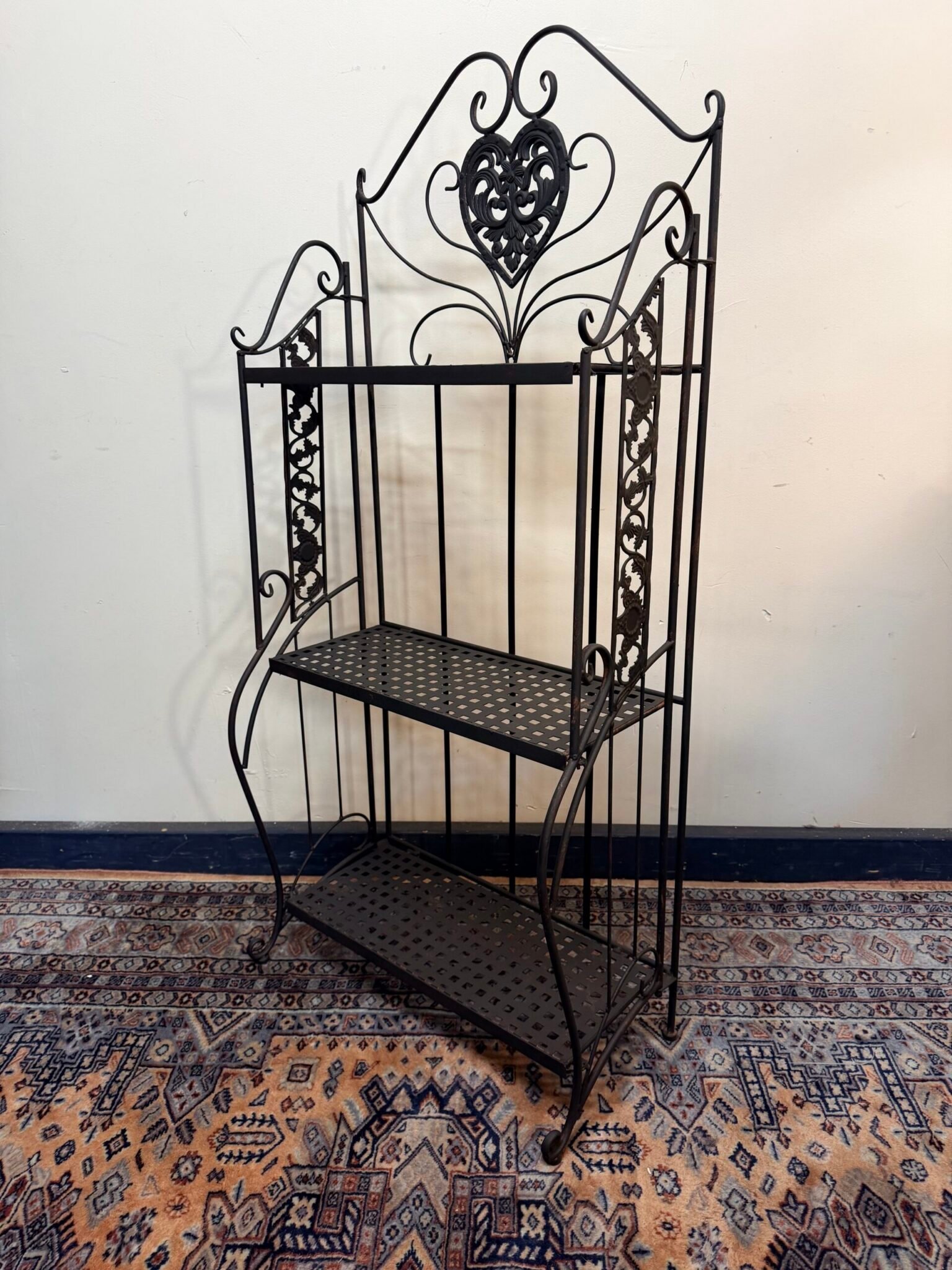 Rustic Painted Metal Outdoor Wall Shelf with 3 Tiers - Image 2