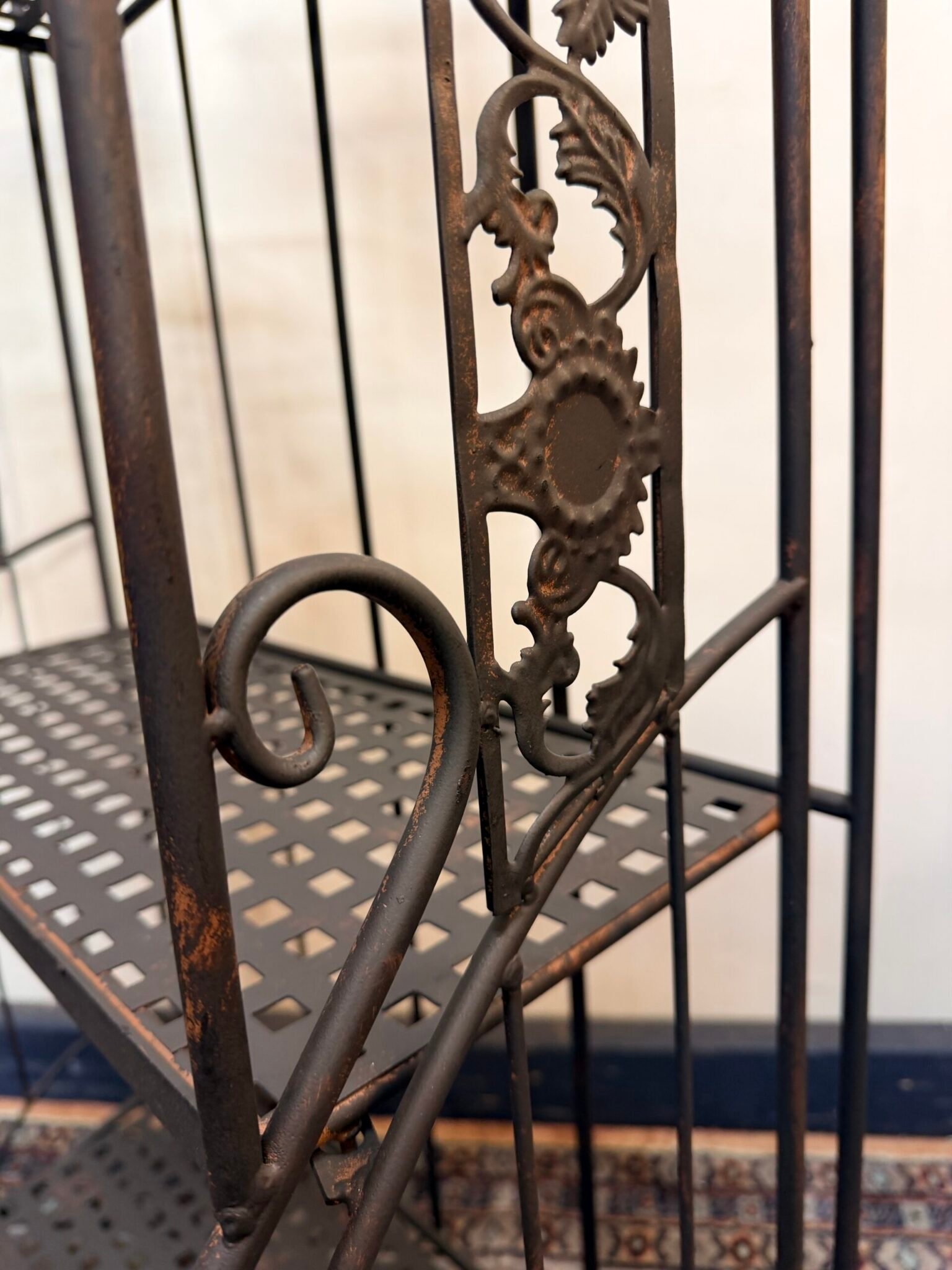 Rustic Painted Metal Outdoor Wall Shelf with 3 Tiers - Image 4