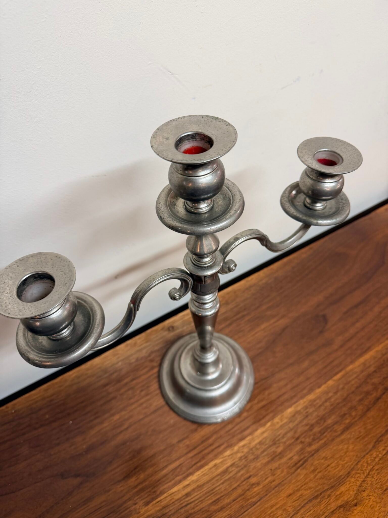 Beautiful 3-Branch Pewter Candelabra - Image 4